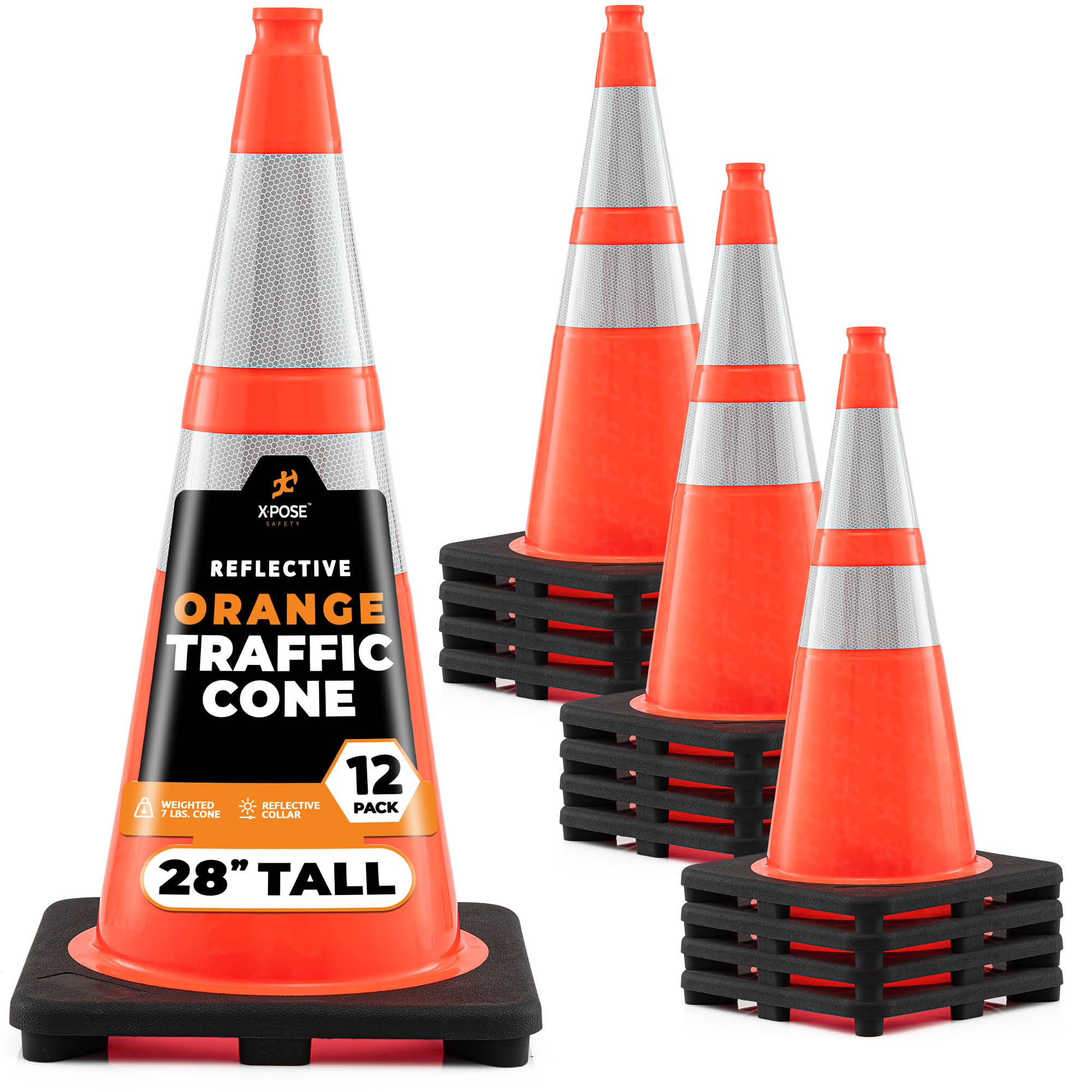 XPOSE SAFETY OTC28-64-12-X 12 -Pack 31-in Orange Traffic safety cone