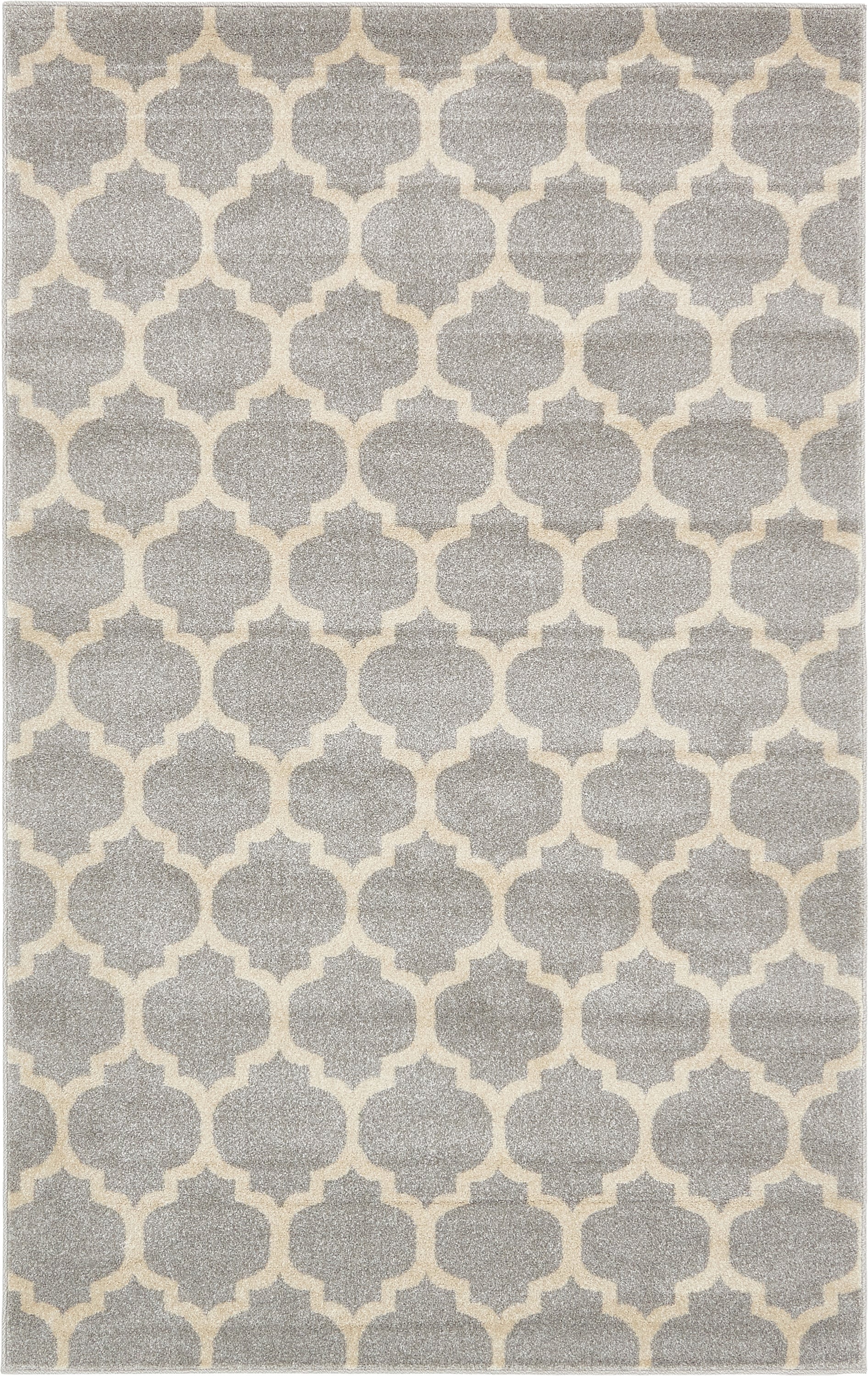 Unique Loom 3115907 Philadelphia Trellis 5 x 8 (ft) Loomed Polypropylene Light Gray/Beige Rectangular Indoor Geometric Area rug
