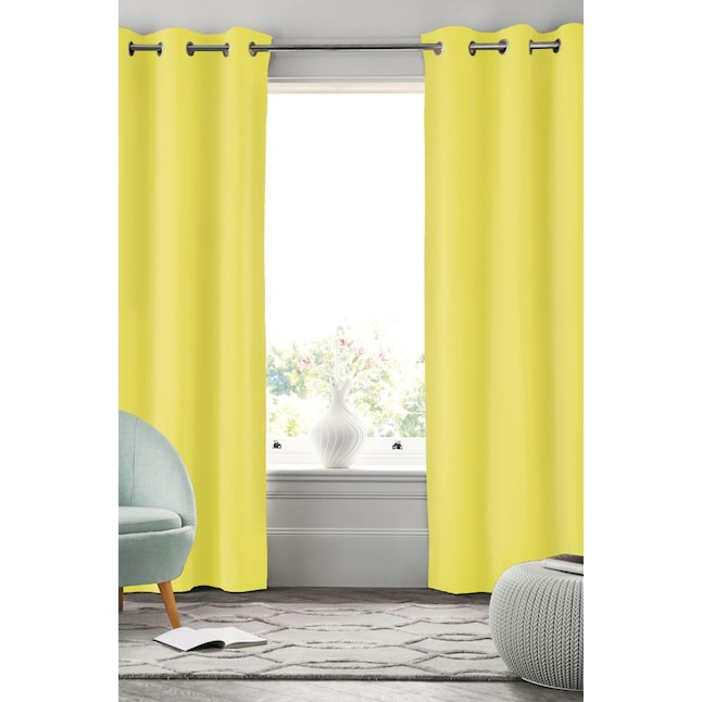 Por Home 84 In Yellow Blackout Grommet Single Curtain Panel The Curtains Ds Department At Lowes Com