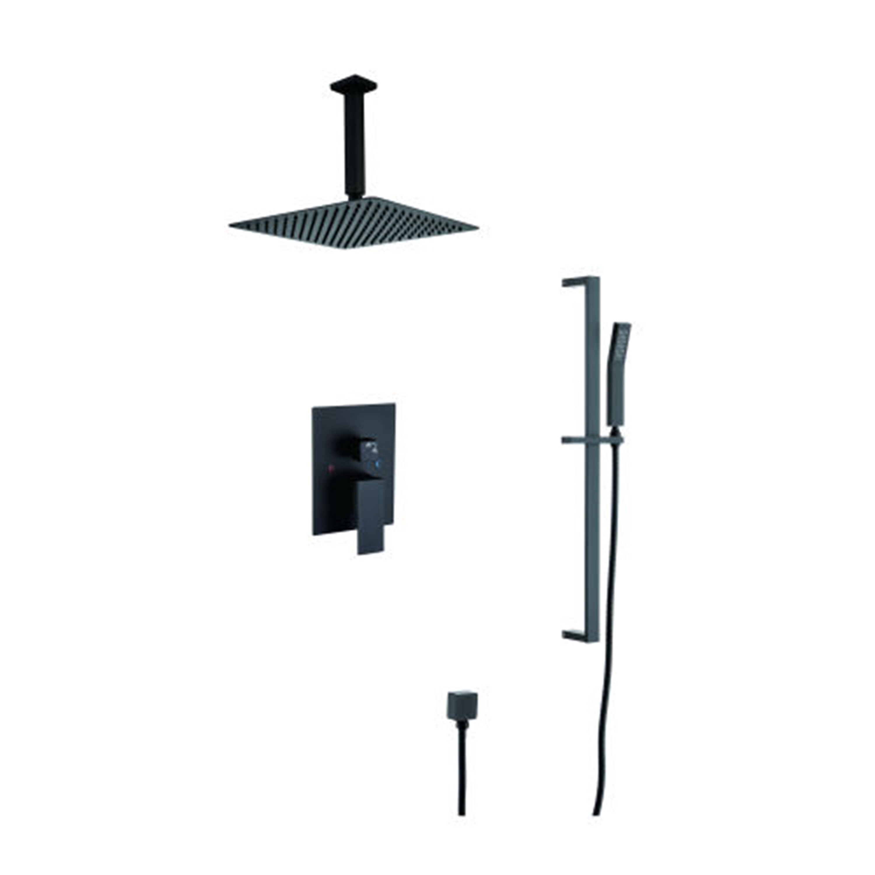 Mondawe Matte Black Built-In Shower Faucet System With 2-way Diverter ...