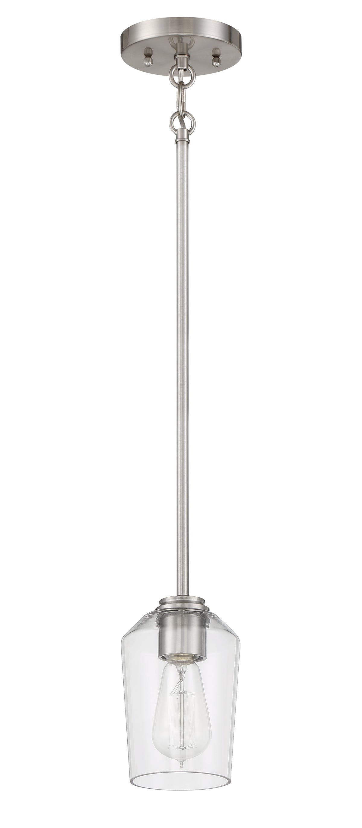 Shayna Clear Glass Mini Pendant Light with Polished Nickel Finish