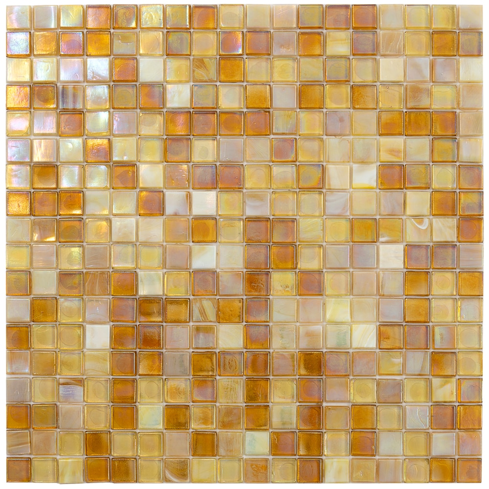 Apollo Tile Sample - Mingles White and Gold 4-in x 5-in Glossy Glass Floor and Wall Tile