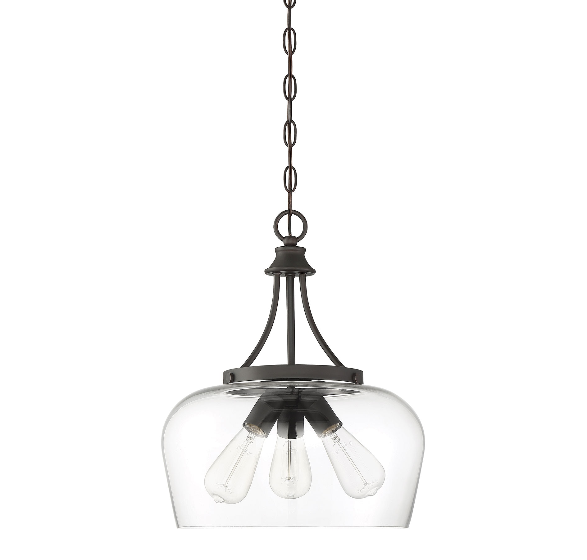 English Bronze Glass Transitional Pendant Light