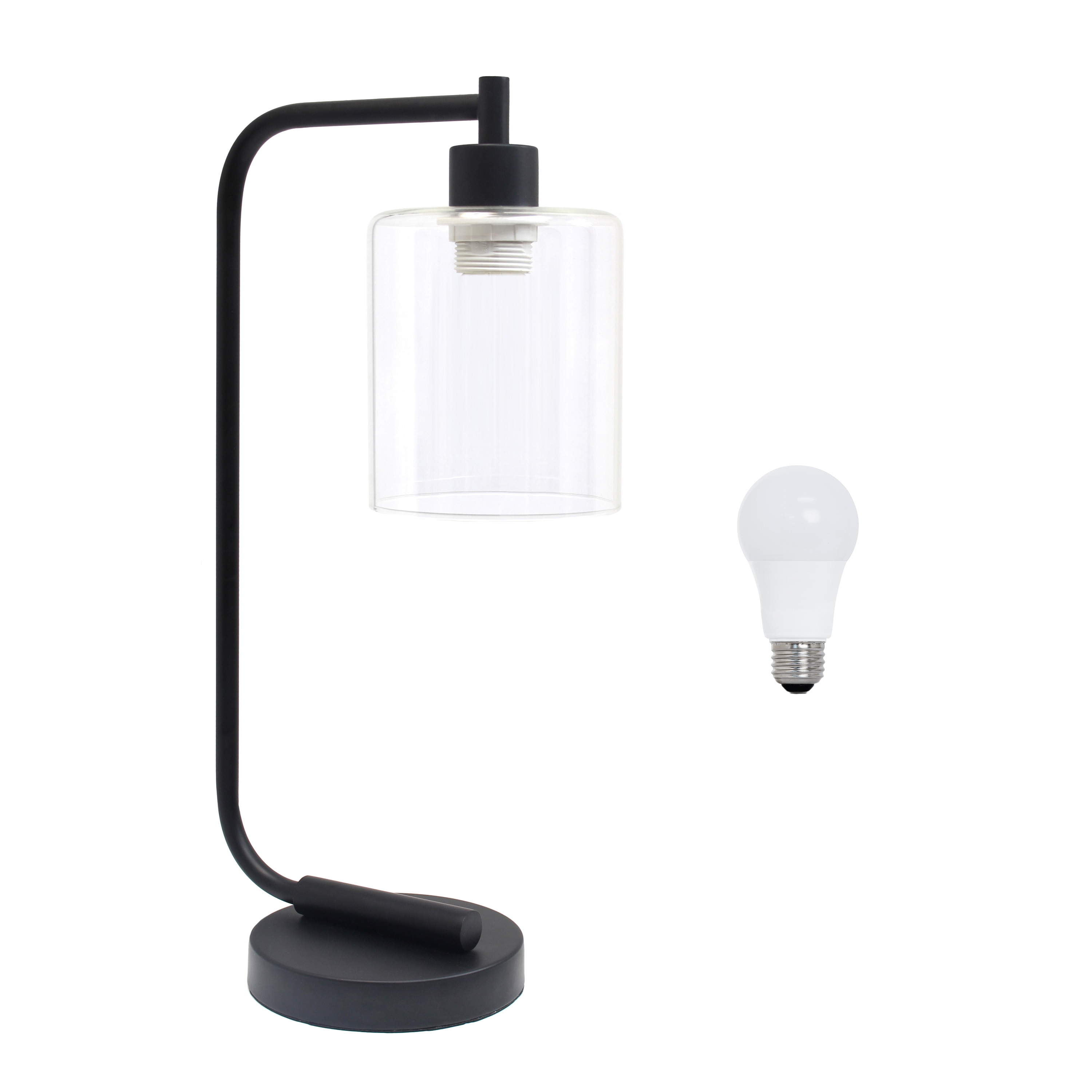 Creekwood Home CWD-1013-BK-LB Vintage Vantage 18.8-in Black Standard Desk Lamp with Glass Shade