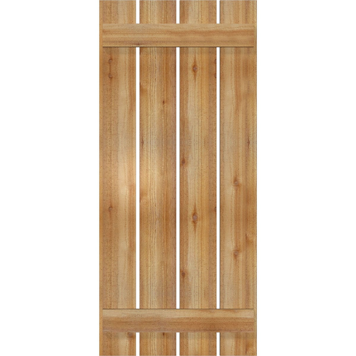 Ekena Millwork RBS06S23X052RWR 23-in W x 52-in H Unfinished Paintable/Stainable Board and batten Spaced Wood Exterior Shutters ( 2 -Pack )