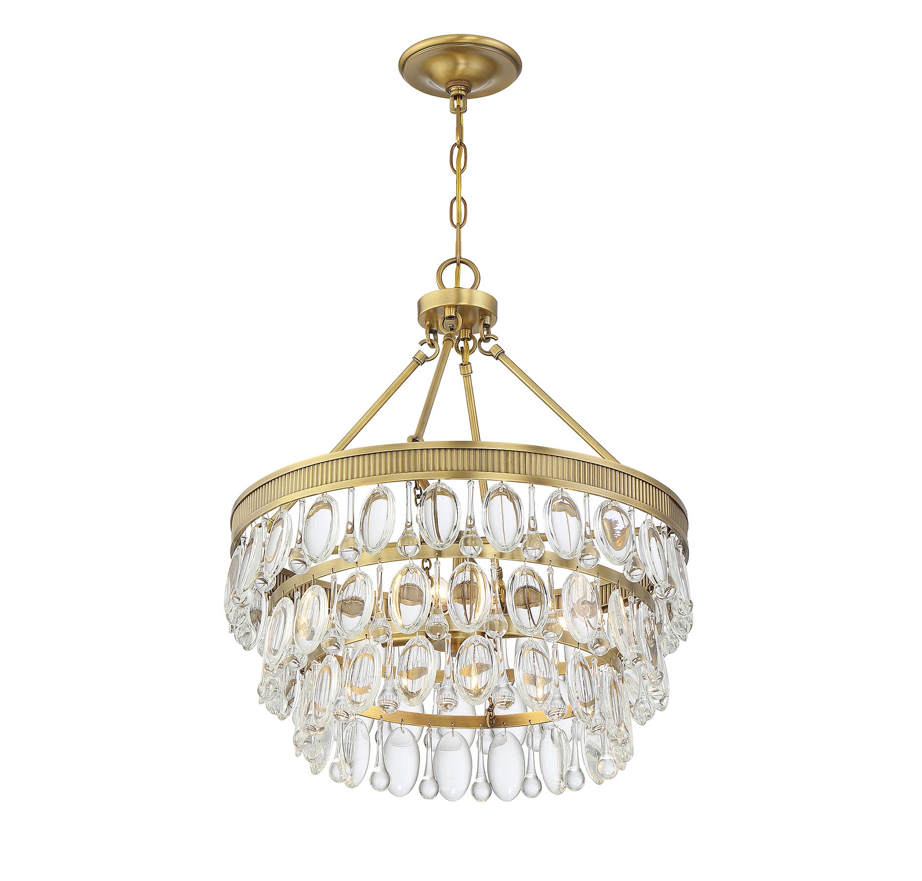 Windham Warm Brass Crystal LED Pendant with Polished Nickel Accents