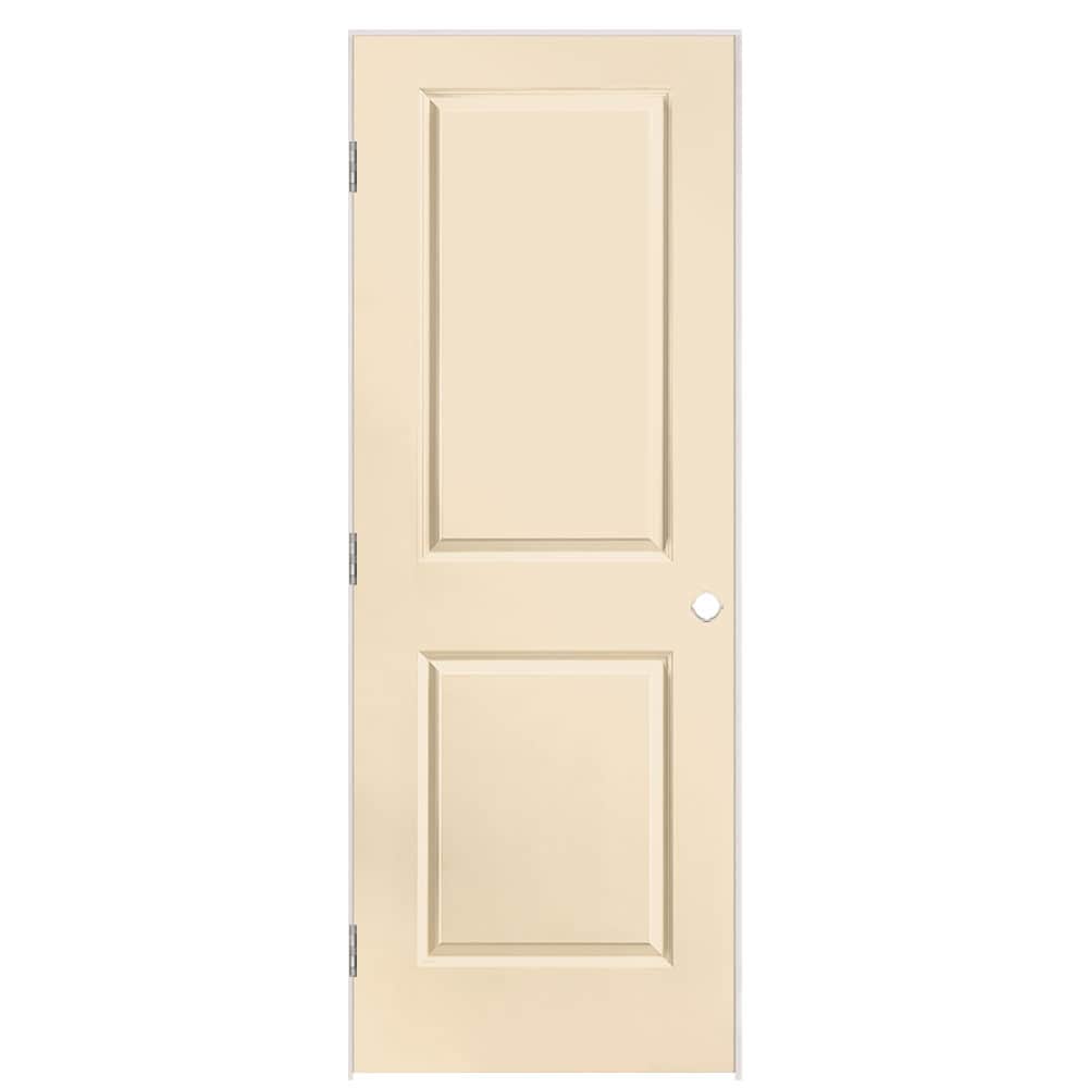 Masonite 1316062 30-in x 80-in Cream N Sugar Solid core 2-panel square Right hand Smooth Prefinished Molded composite Flat Jamb Single Prehung Interior Door