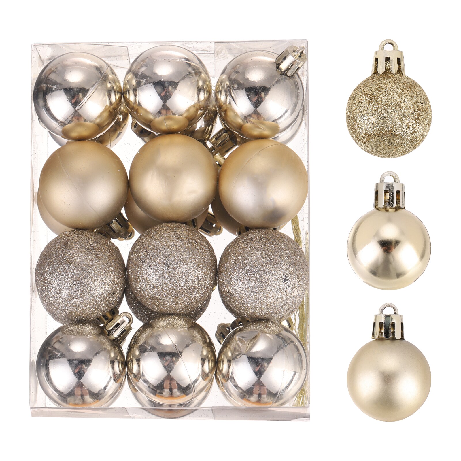 Unique Bargains - 24pcs Christmas Ball Ornaments Christmas Tree Decorations Balls Champagne 1.6-I...