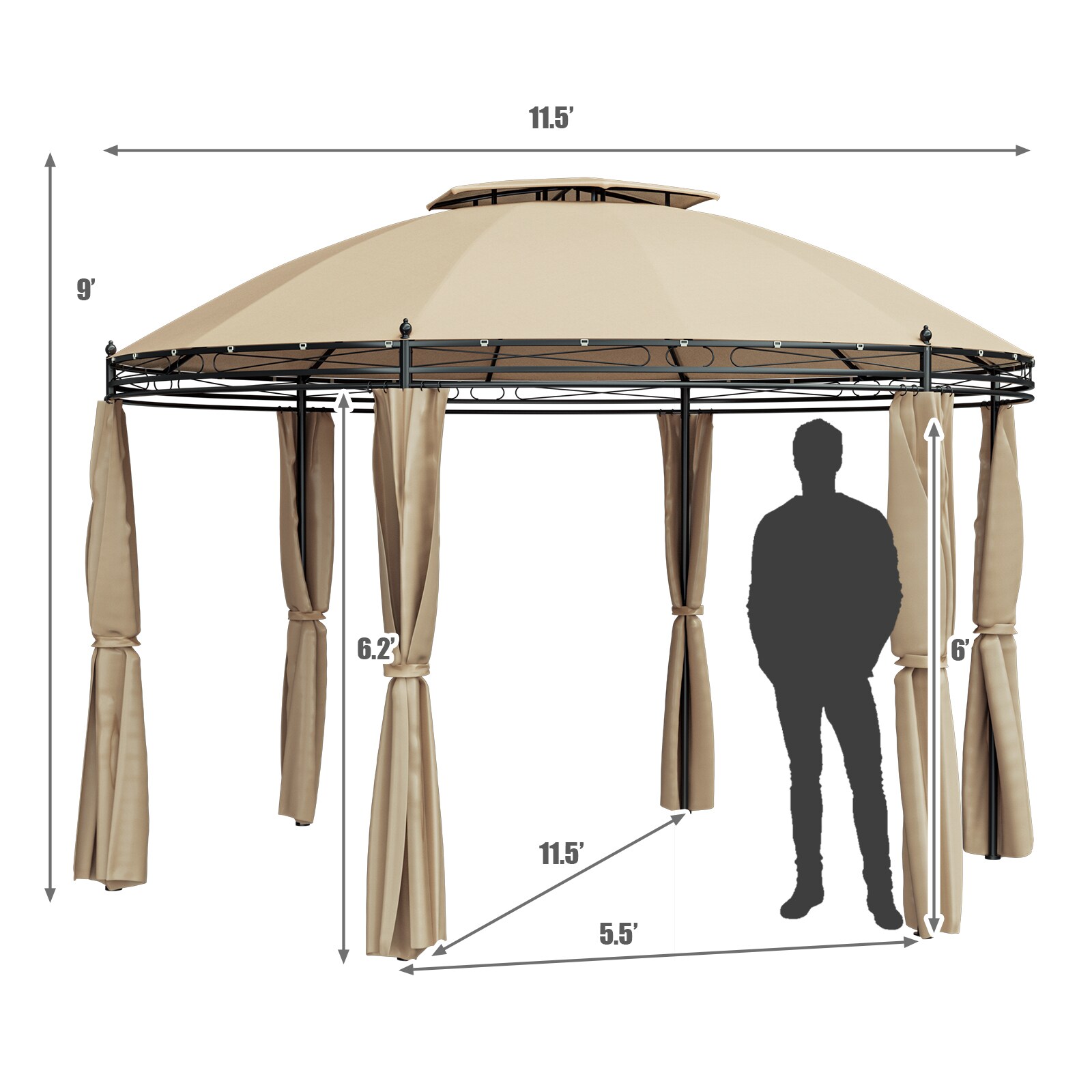 Forclover HYFC-0384BN Wood-Resin-Gazebos - View #2