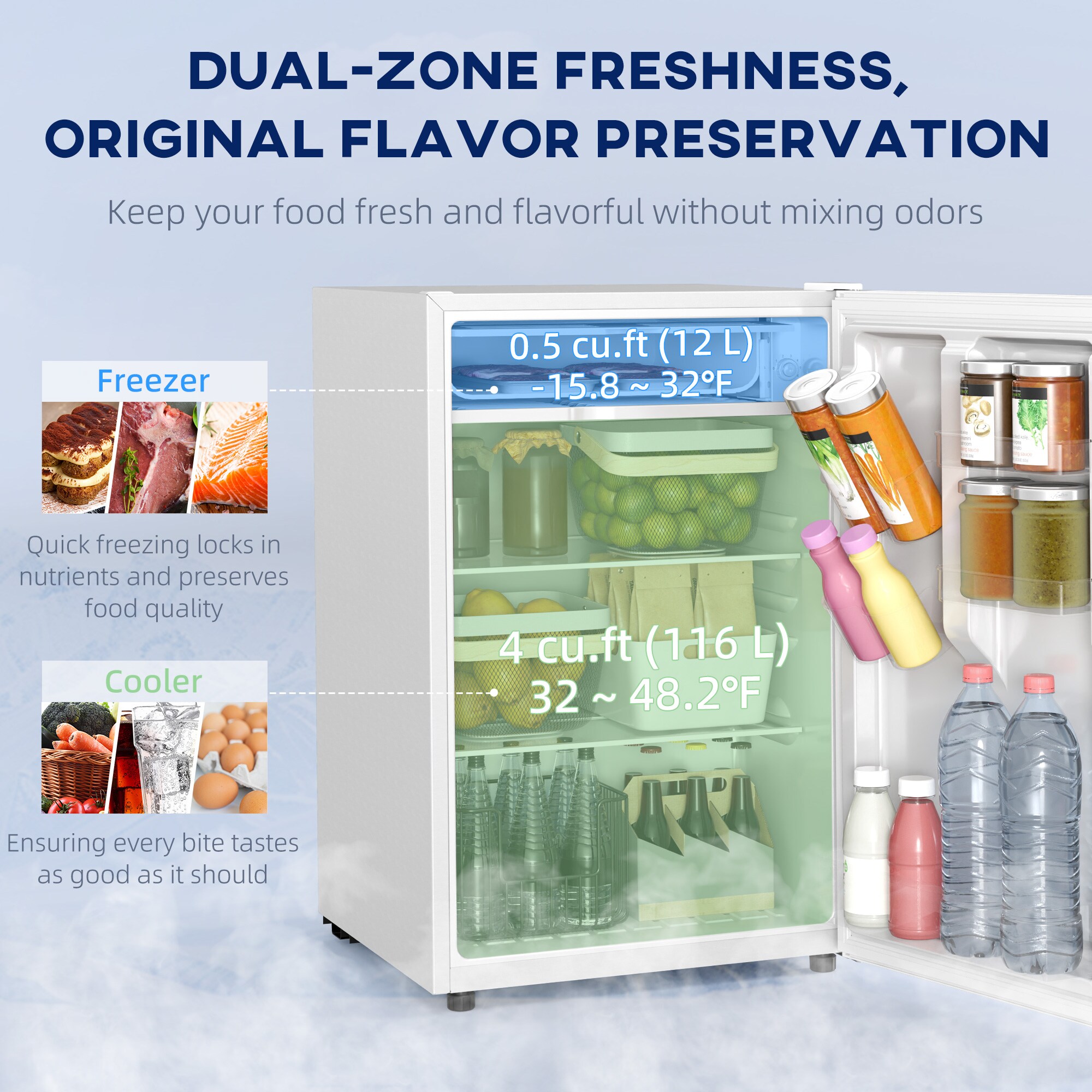 HomCom 800-204V80WT Top-Freezer-Refrigerators - View #2