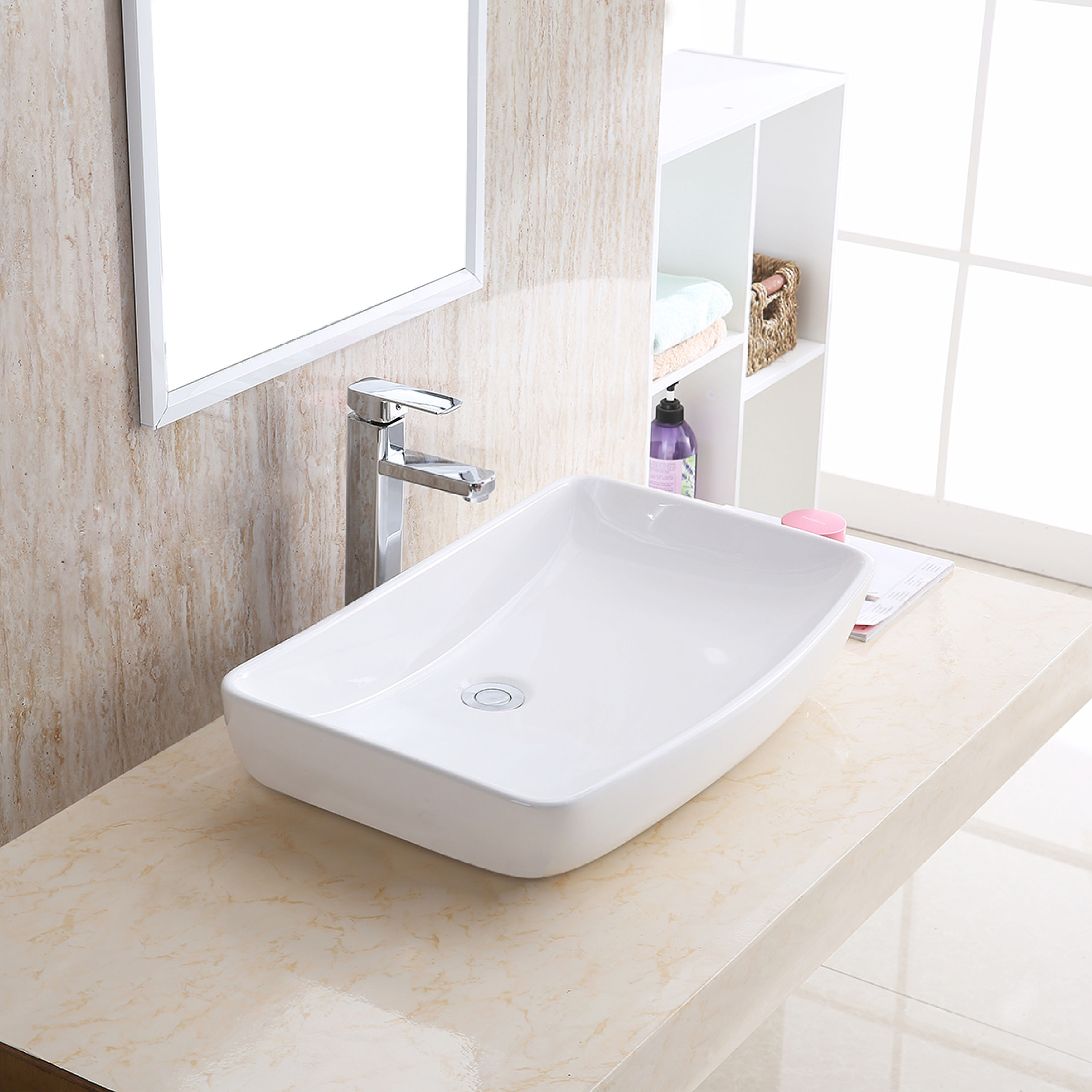 Karran VC-504-WH Valera Ceramic Vessel Rectangular Traditional White Bathroom Sink ( 24-Inches x 15.5-Inches )