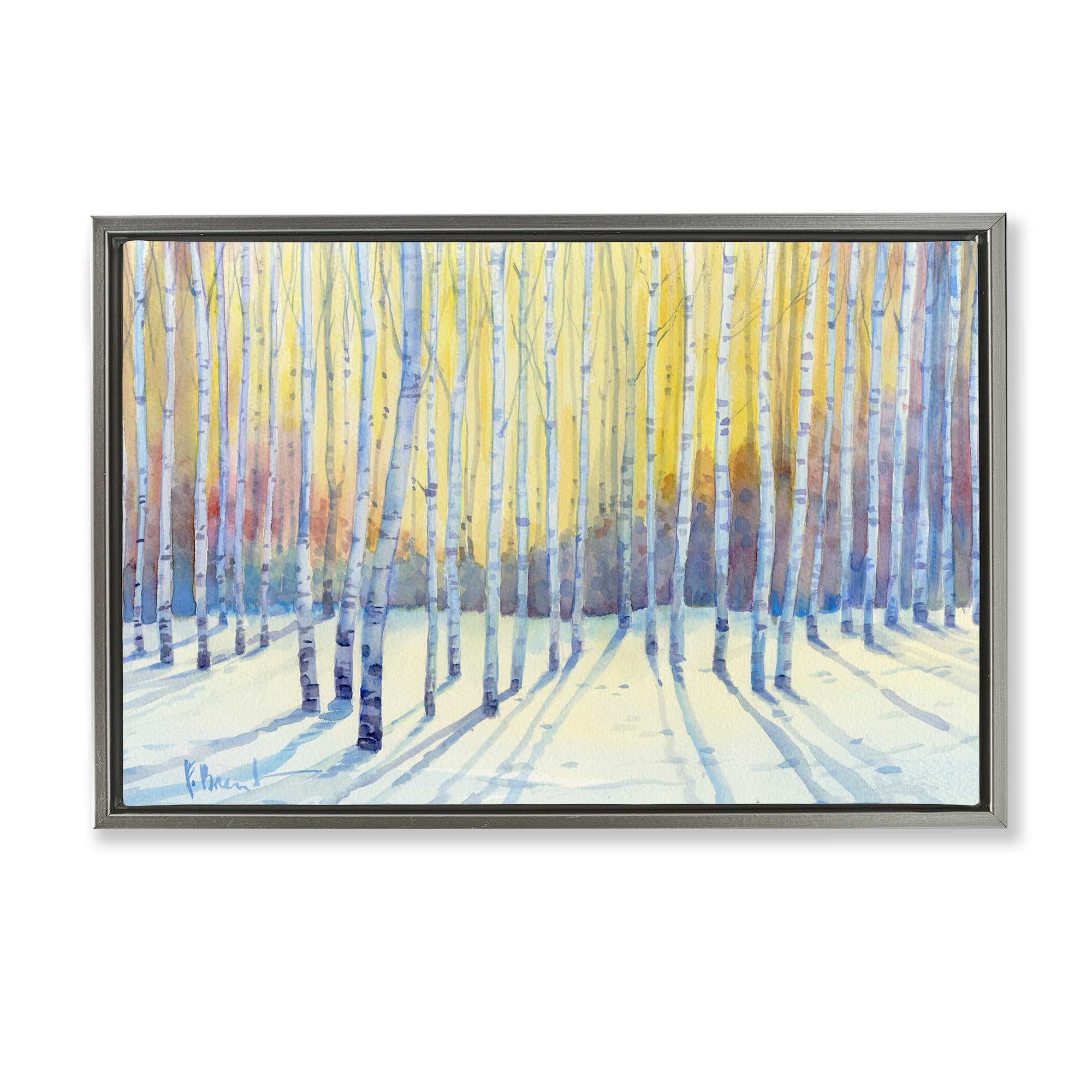 Stupell Industries BT-863-FFL-20X30 Sunlit Winter Birch Trees Gray Framed Floater Canvas Wall Art By Paul Brent 31 x 21