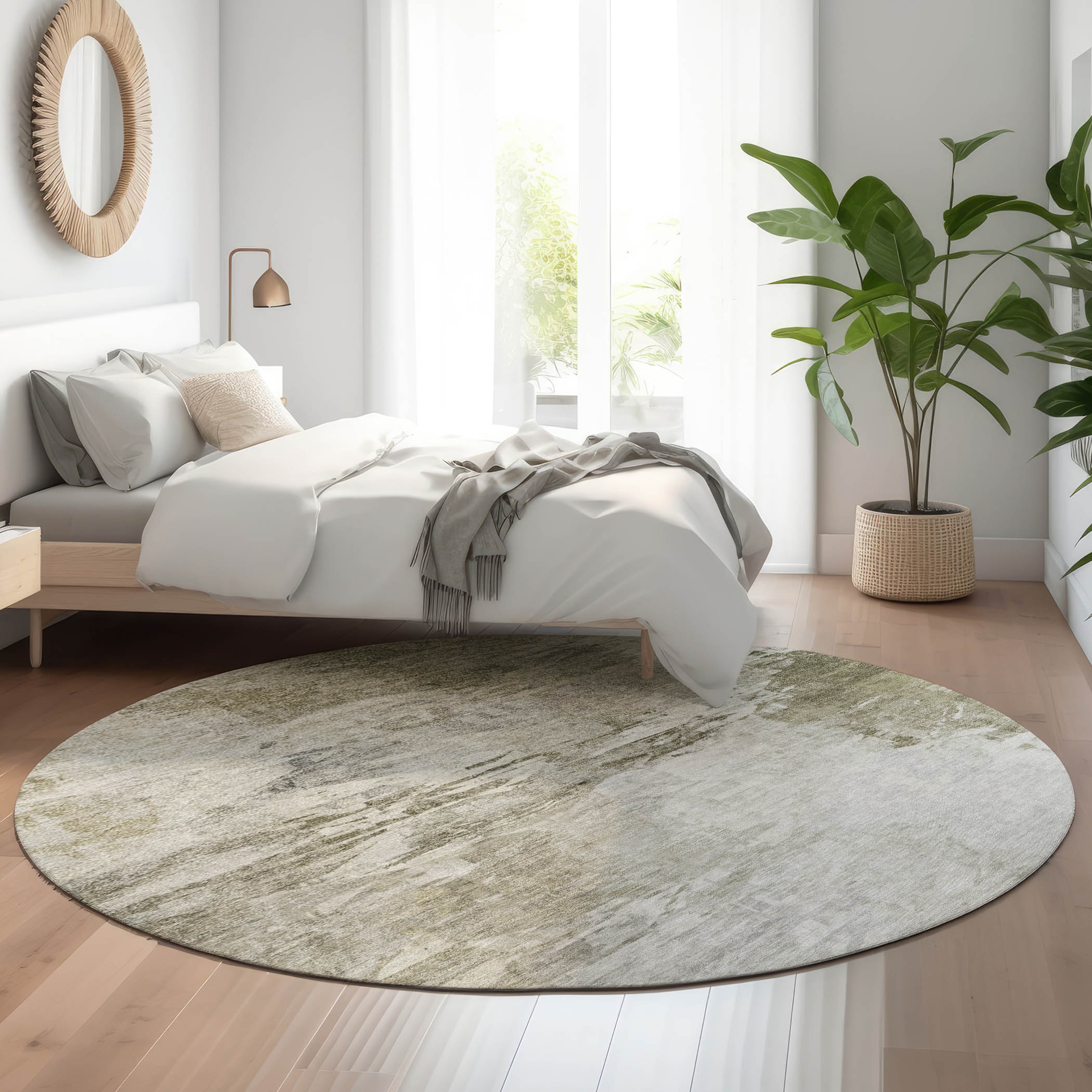Addison Rugs AMF595TP8RO Mayfield AMF595TP 8 x 8 (ft) Loomed Polyester Taupe Round Indoor Geometric Machine washable Area rug