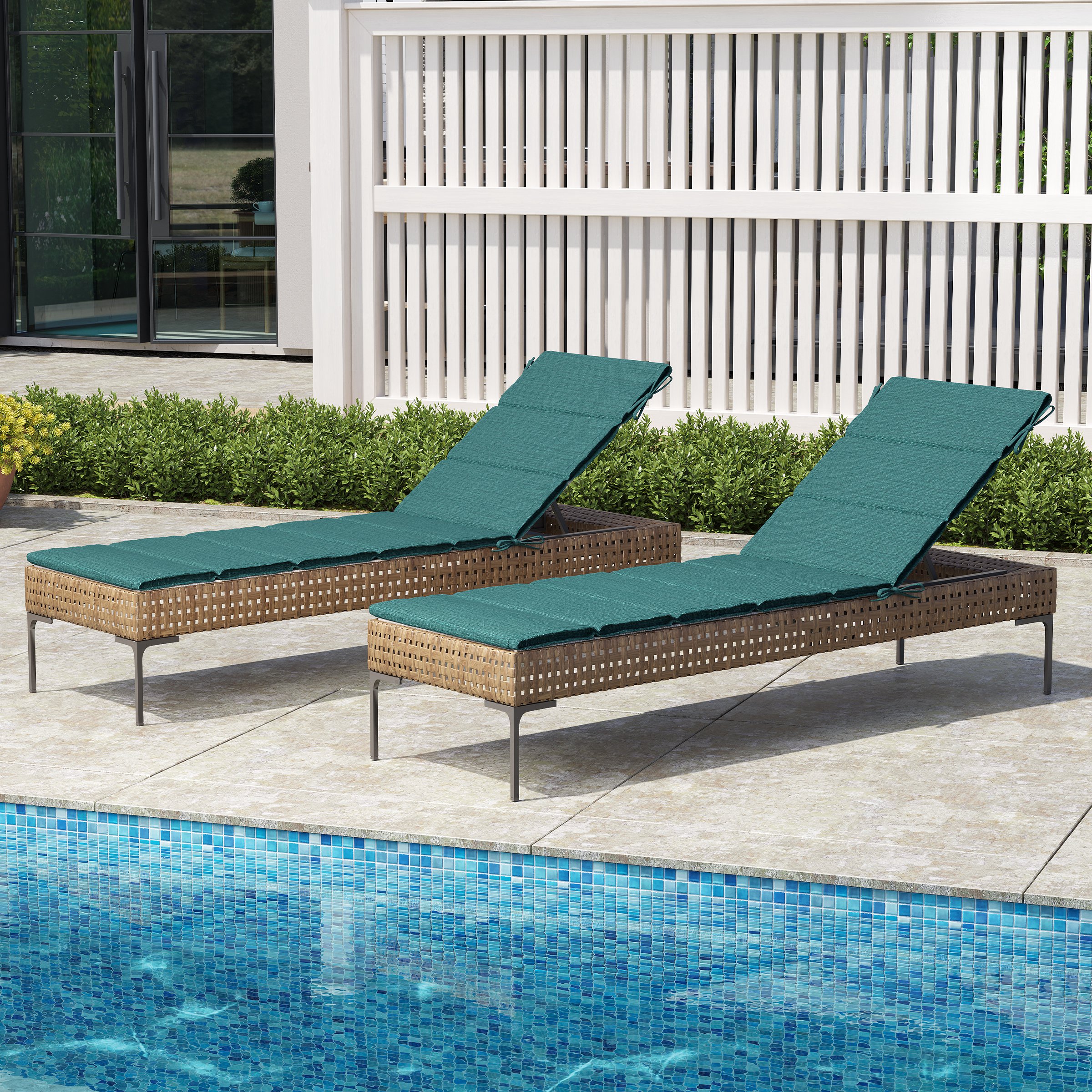 Crestlive Products - 1 pc outdoor chair cushion 50-in x 26-in Navy Blue Patio chaise lounge chair...