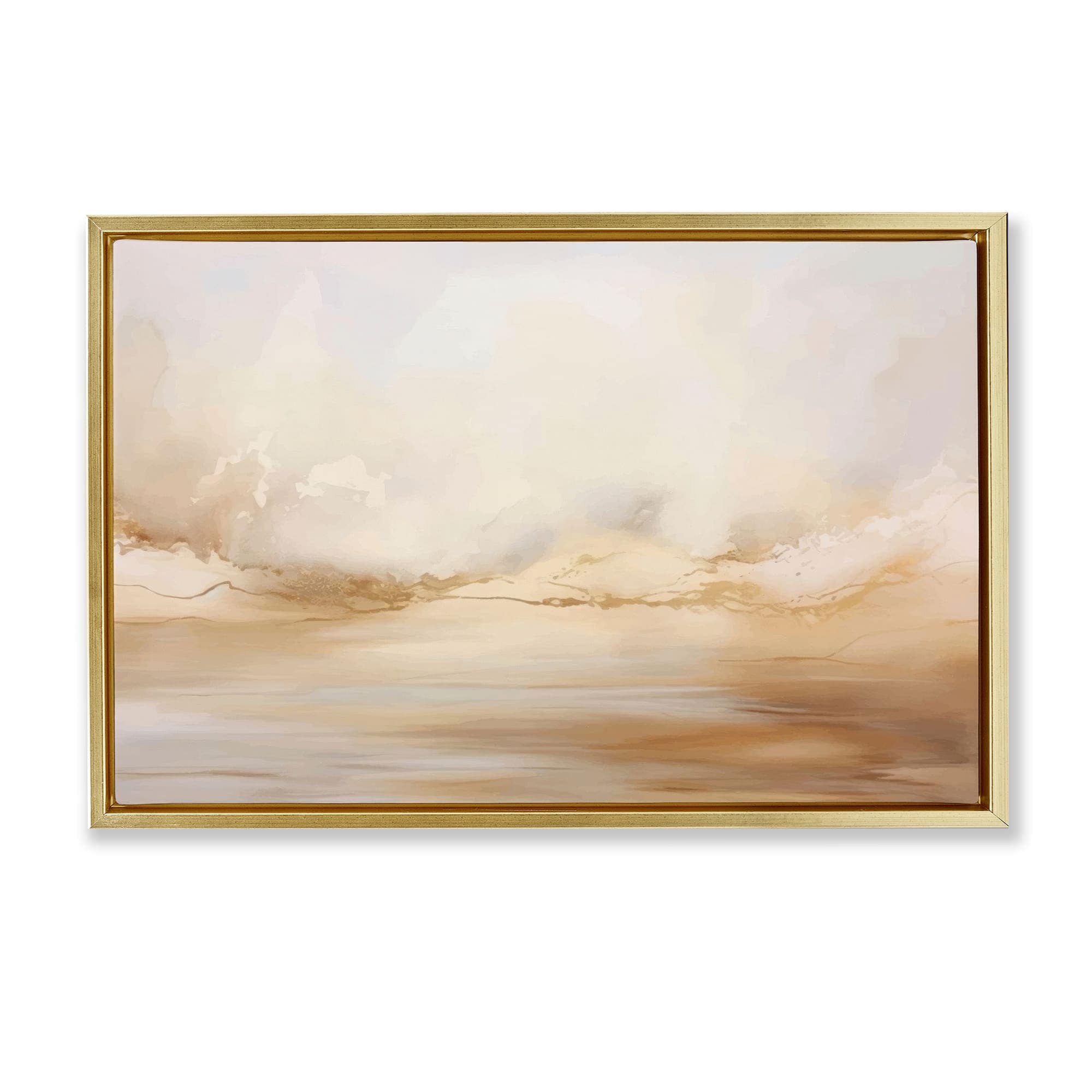Stupell Industries BT-856-FFG-16X24 Neutral Abstract Horizon Line Gold Framed Floater Canvas Wall Art By LSR Creative Studio 25 x 17