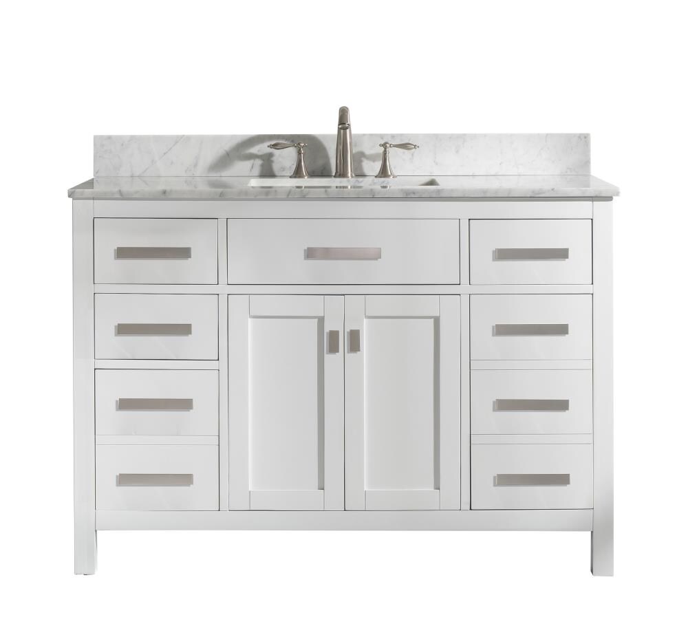 Design Element Valentino 48 In White, Single White Bathroom Vanity With Marble Top