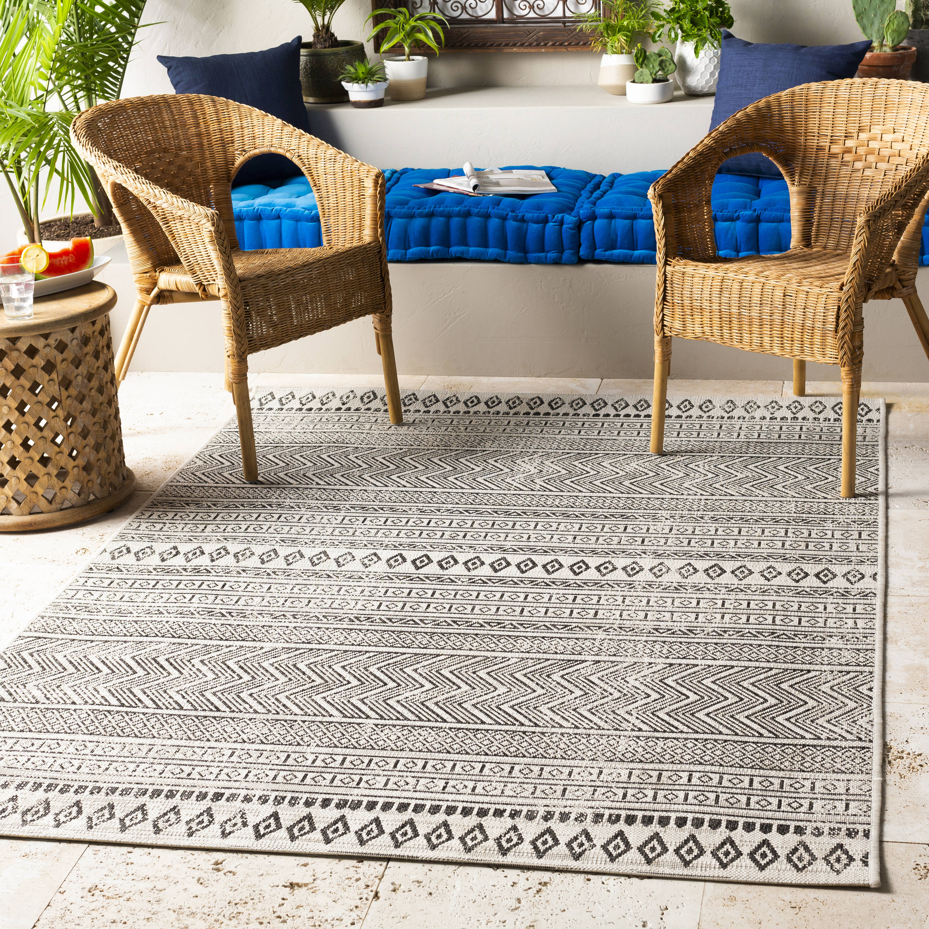 Faded Turkish Indoor/Outdoor Area Rug, 7x9