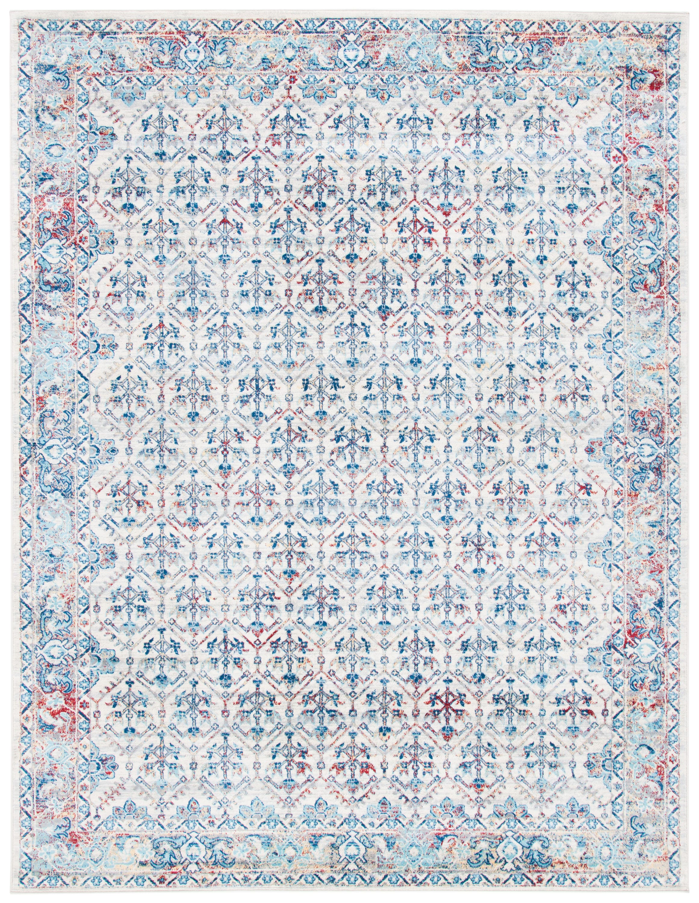 Safavieh BNT869A-9 Brentwood Dile 9 x 12 (ft) Loomed Polypropylene Ivory/Blue Rectangular Indoor Distressed/Overdyed Vintage Area rug