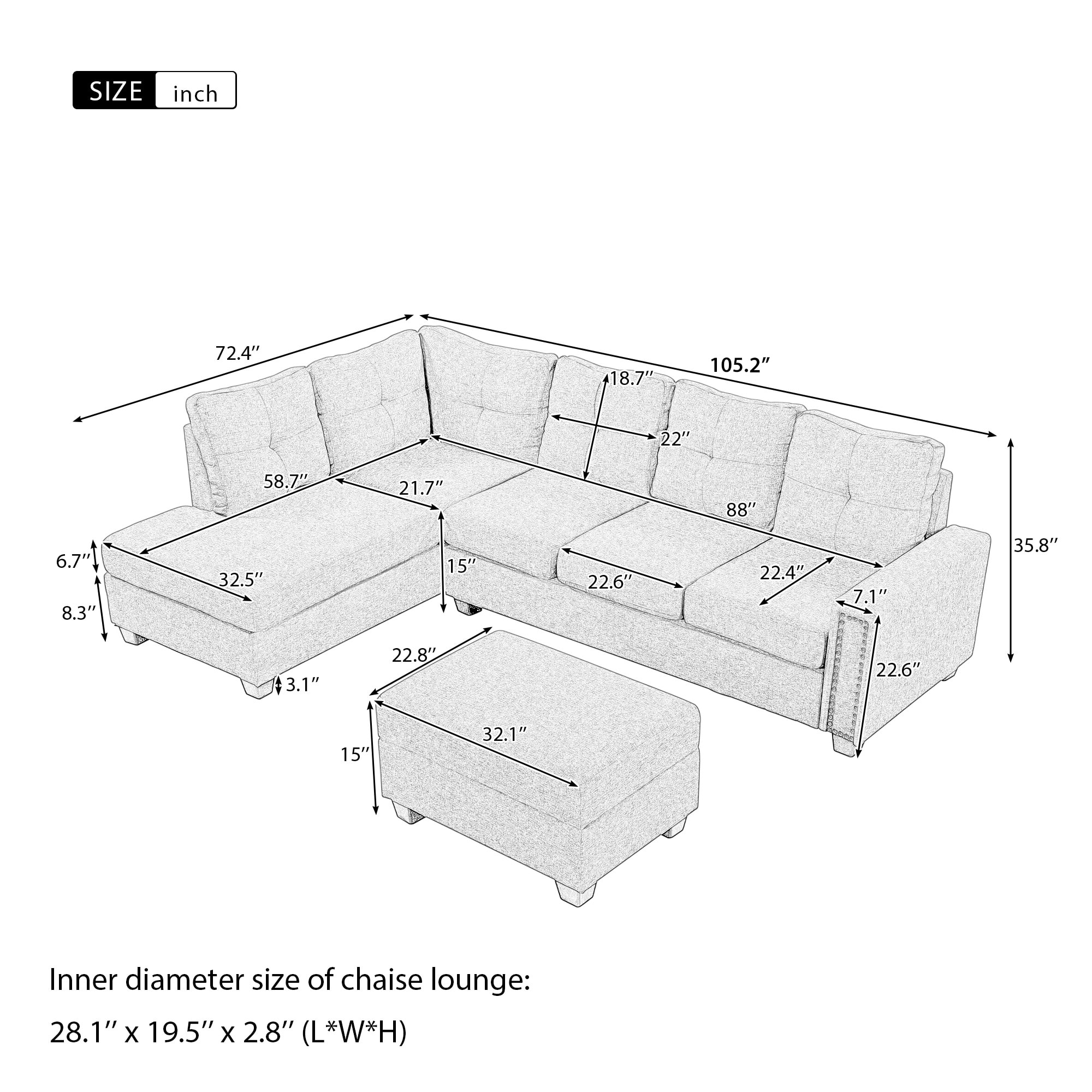 ModernLuxe L-SG000380AAR Sofas-Loveseats - View #7