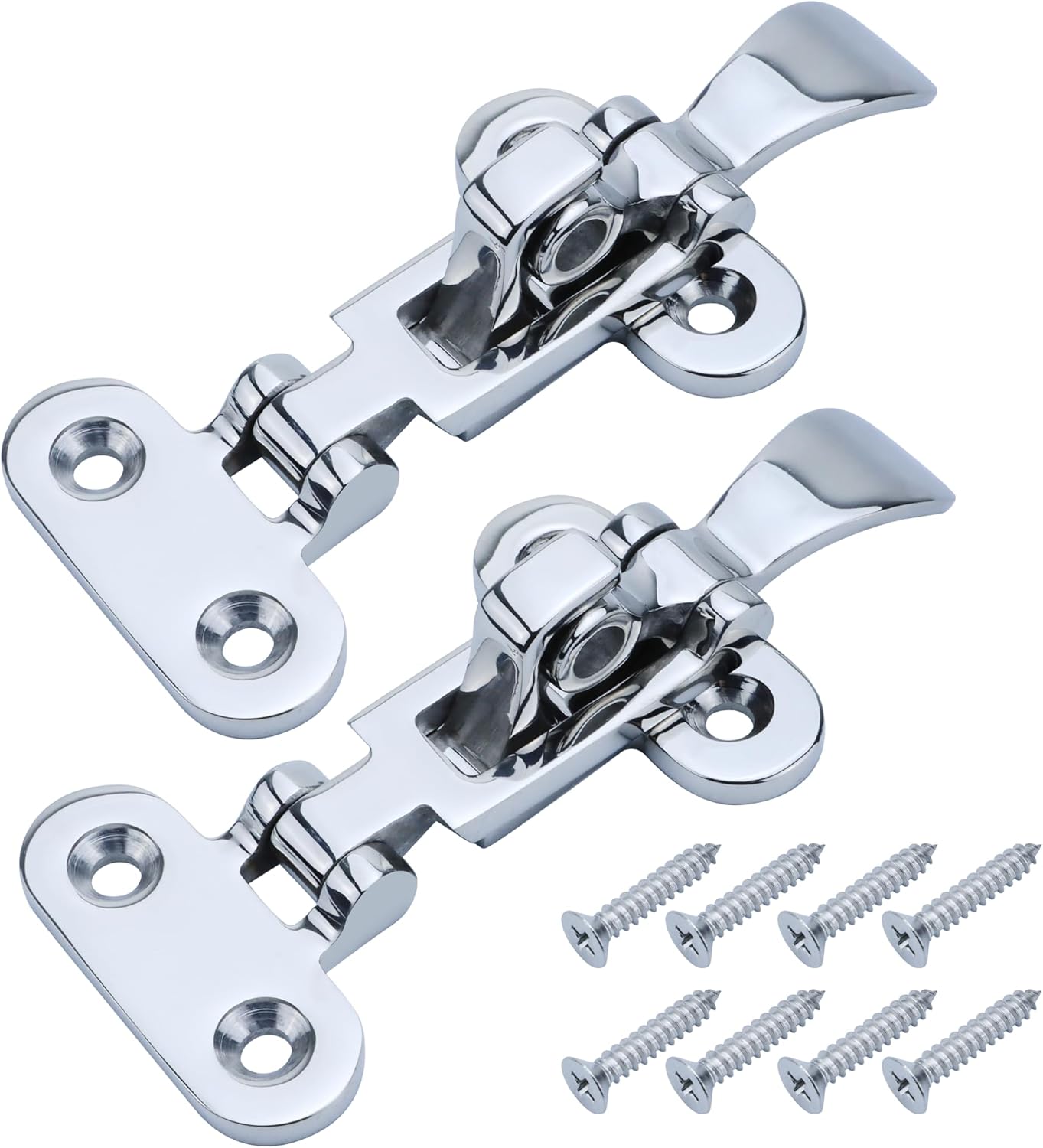 Etokfoks  marine hatch latch pack 2 polished 316 stainless steel anti rattle hold down clamp center tensioning cam boat door and hatch