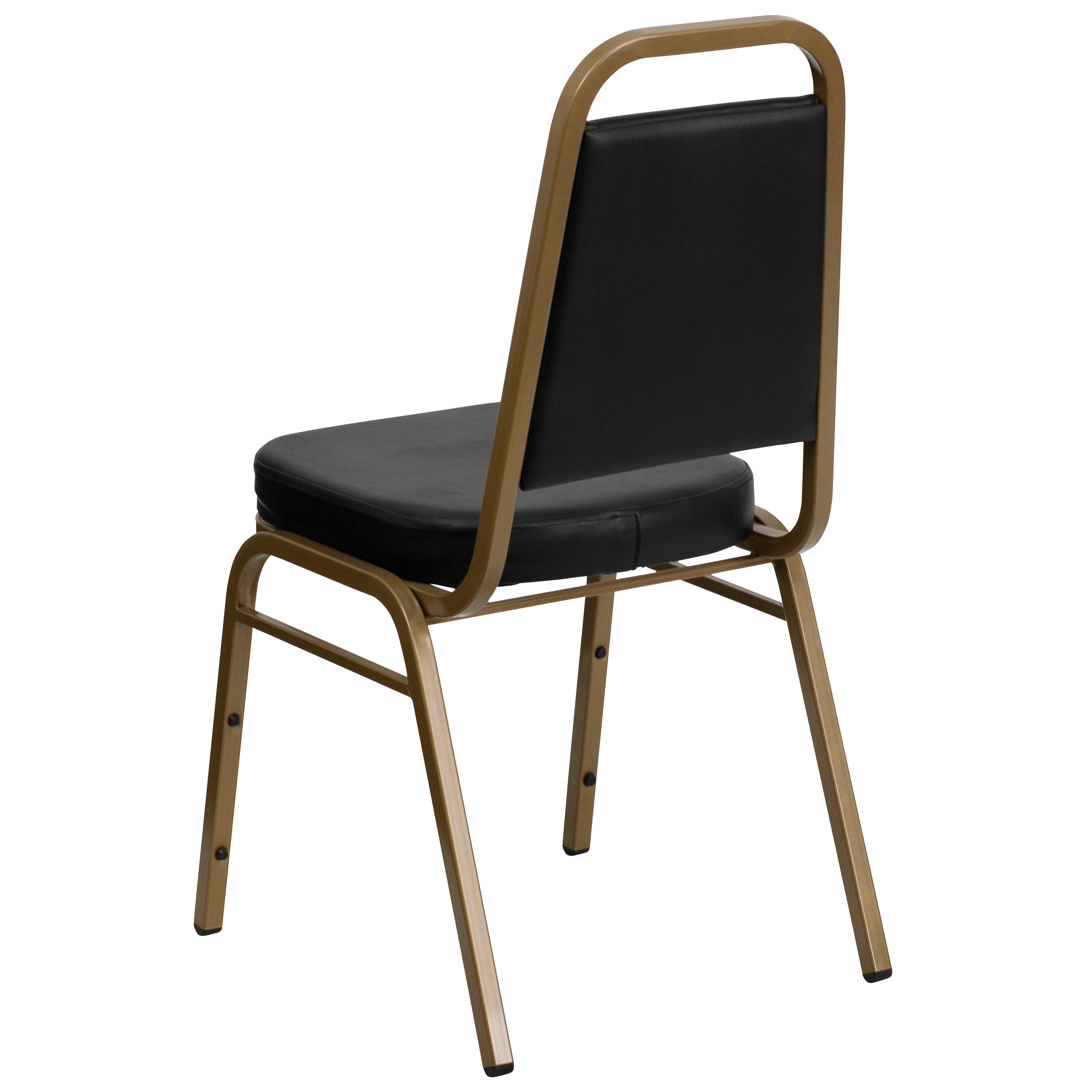 Black Vinyl and Gold Frame Stacking Banquet Chair