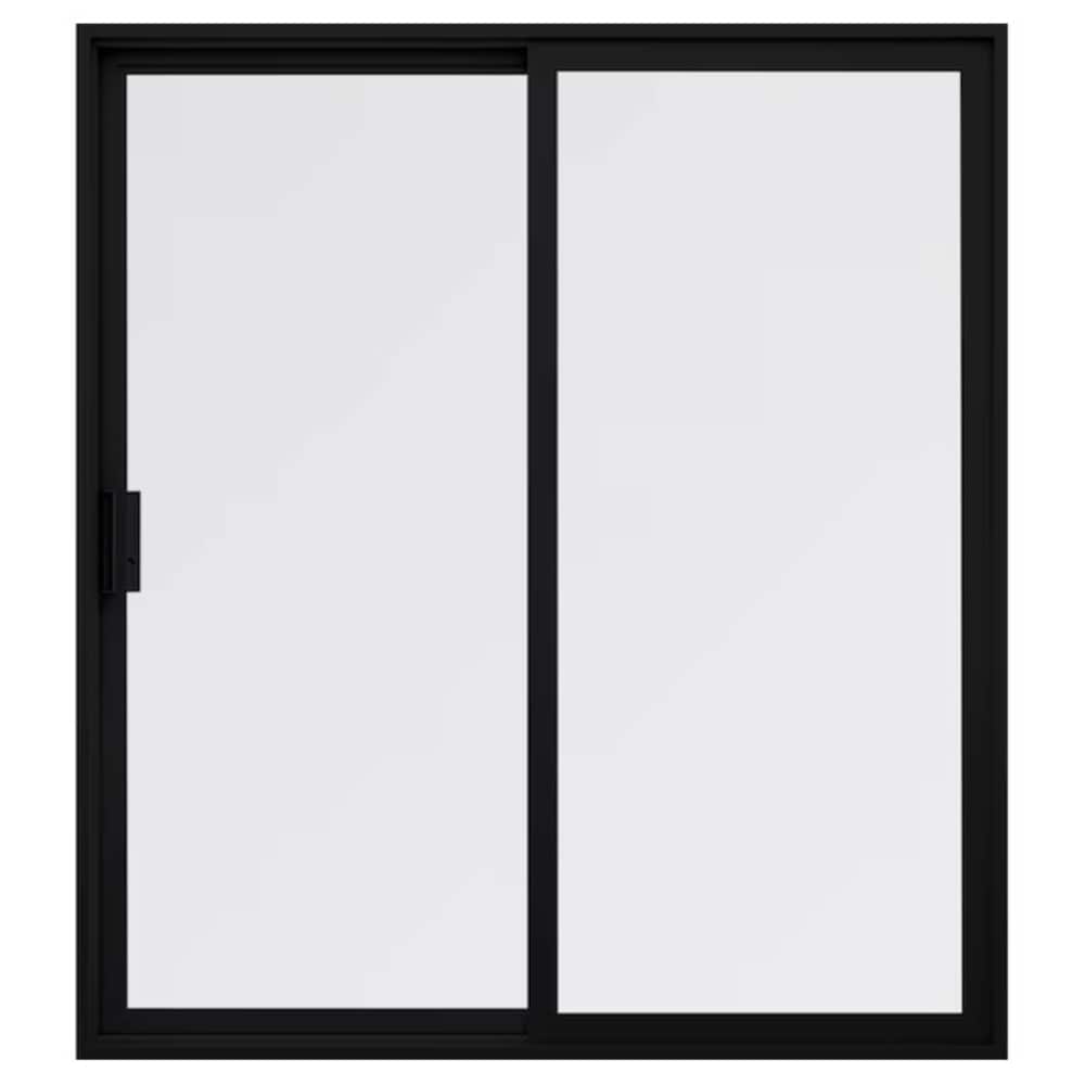 Milgard 2610-8080B V300 Trinsic Series 96-in x 96-in x 4-9/16-in Jamb Low-E argon Clear glass , Black Vinyl Left-hand Sliding Patio Door Screen Included