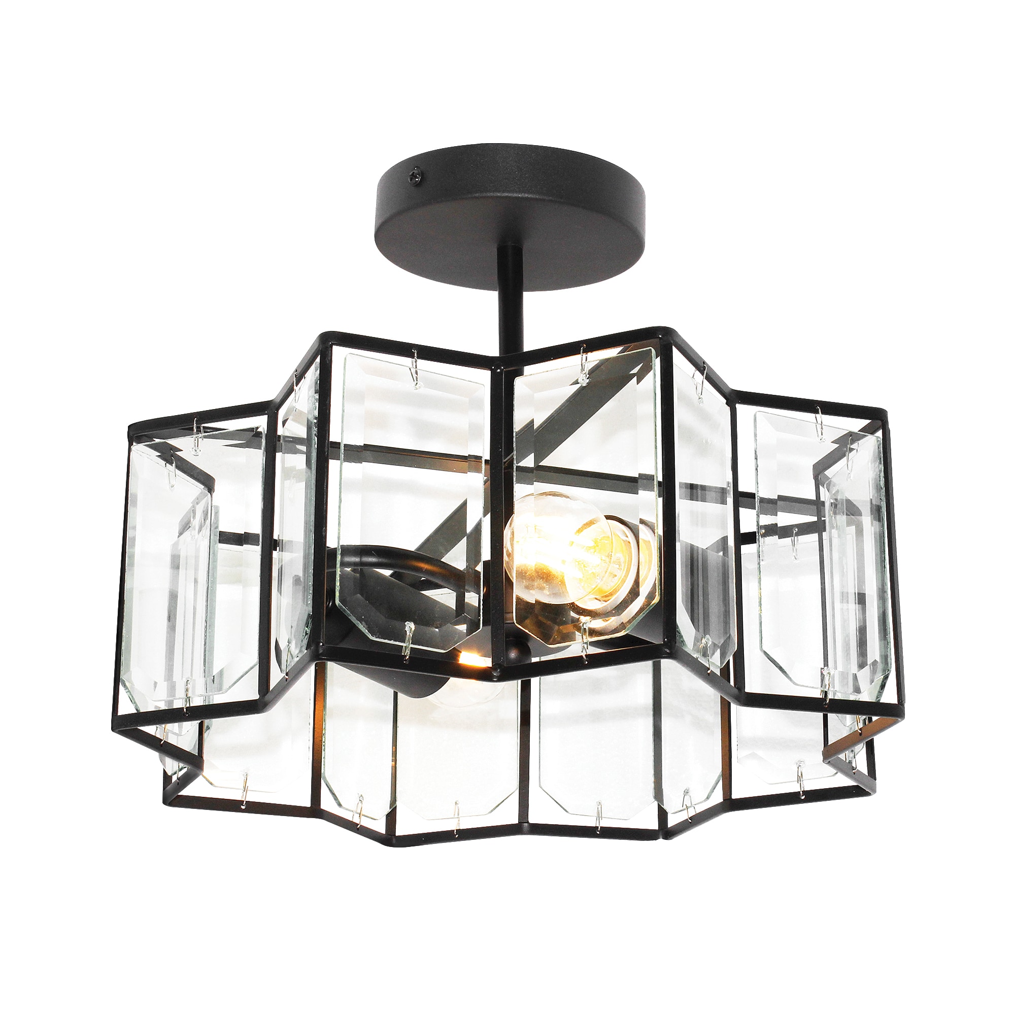 Decor Living FM9086GB-MBK Octavia 2 -Light 13.4-in Matte Black Semi Flush Mount Light