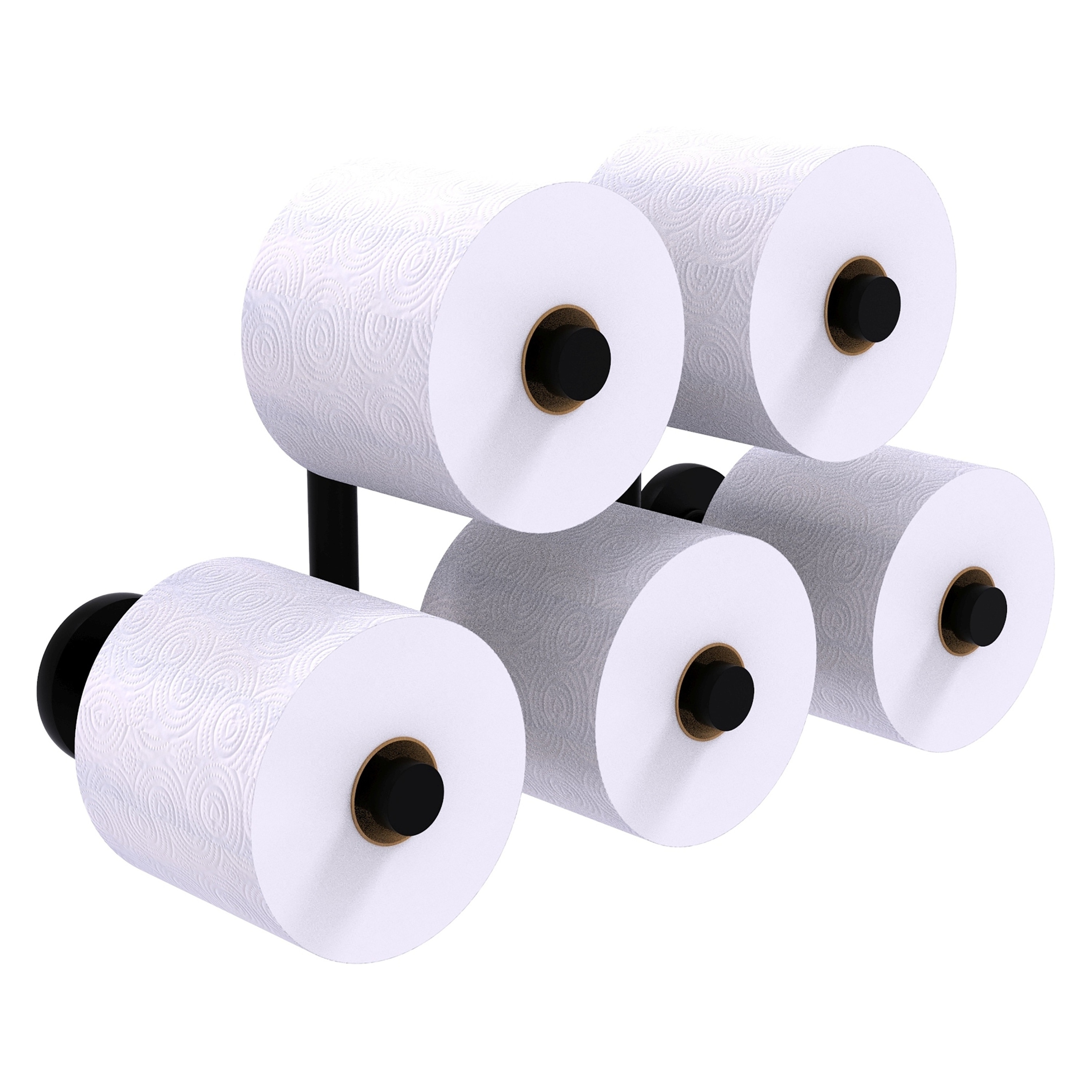 Allied Brass P1000-24-5-BKM Prestige Skyline Matte Black Wall mount Double post Toilet Paper Holder 5 -Rolls with Storage