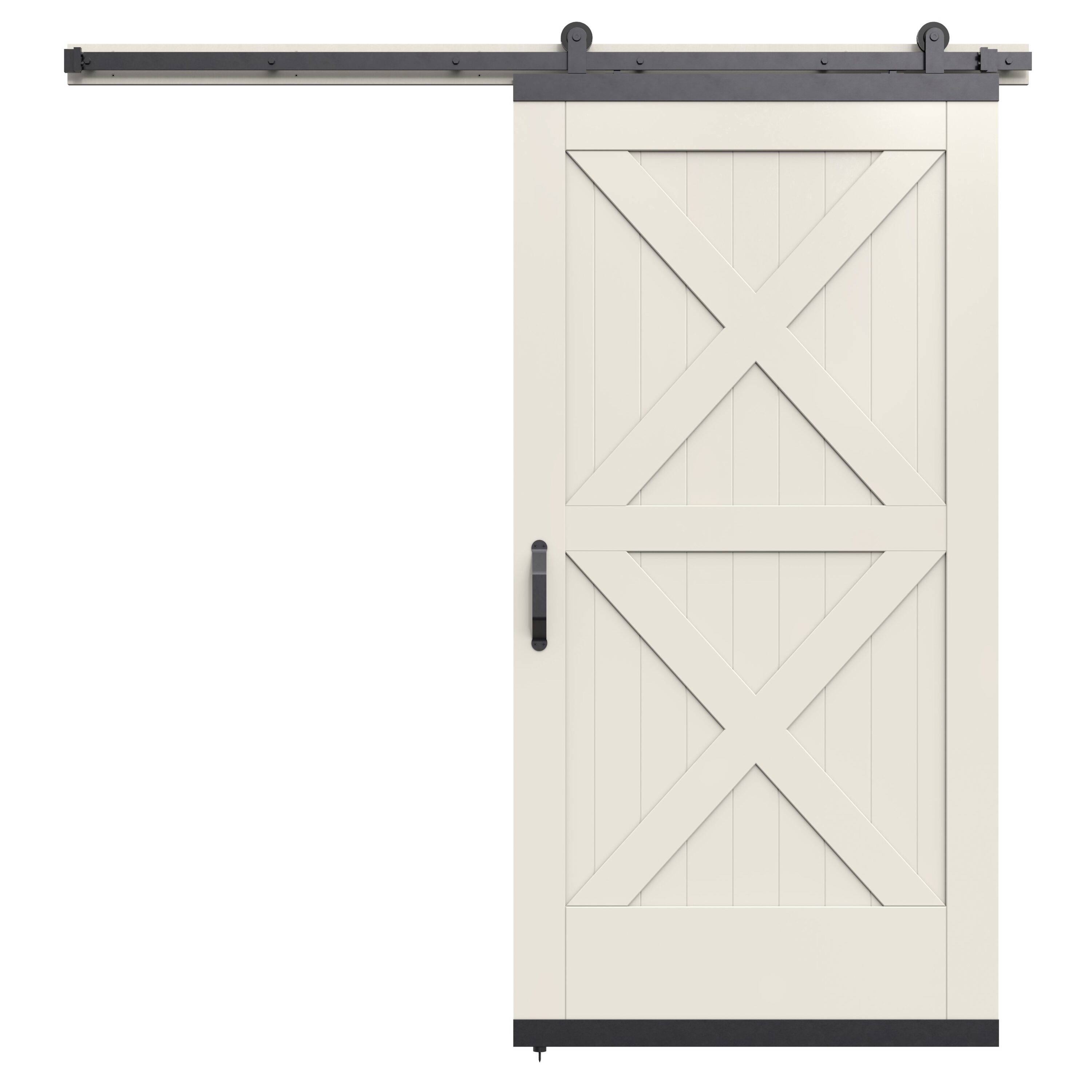 JELD-WEN LOWOLJW248600040 42-in x 96-in Primed Primed Crossbuck MDF Solid core Single Barn Door (Hardware Included)