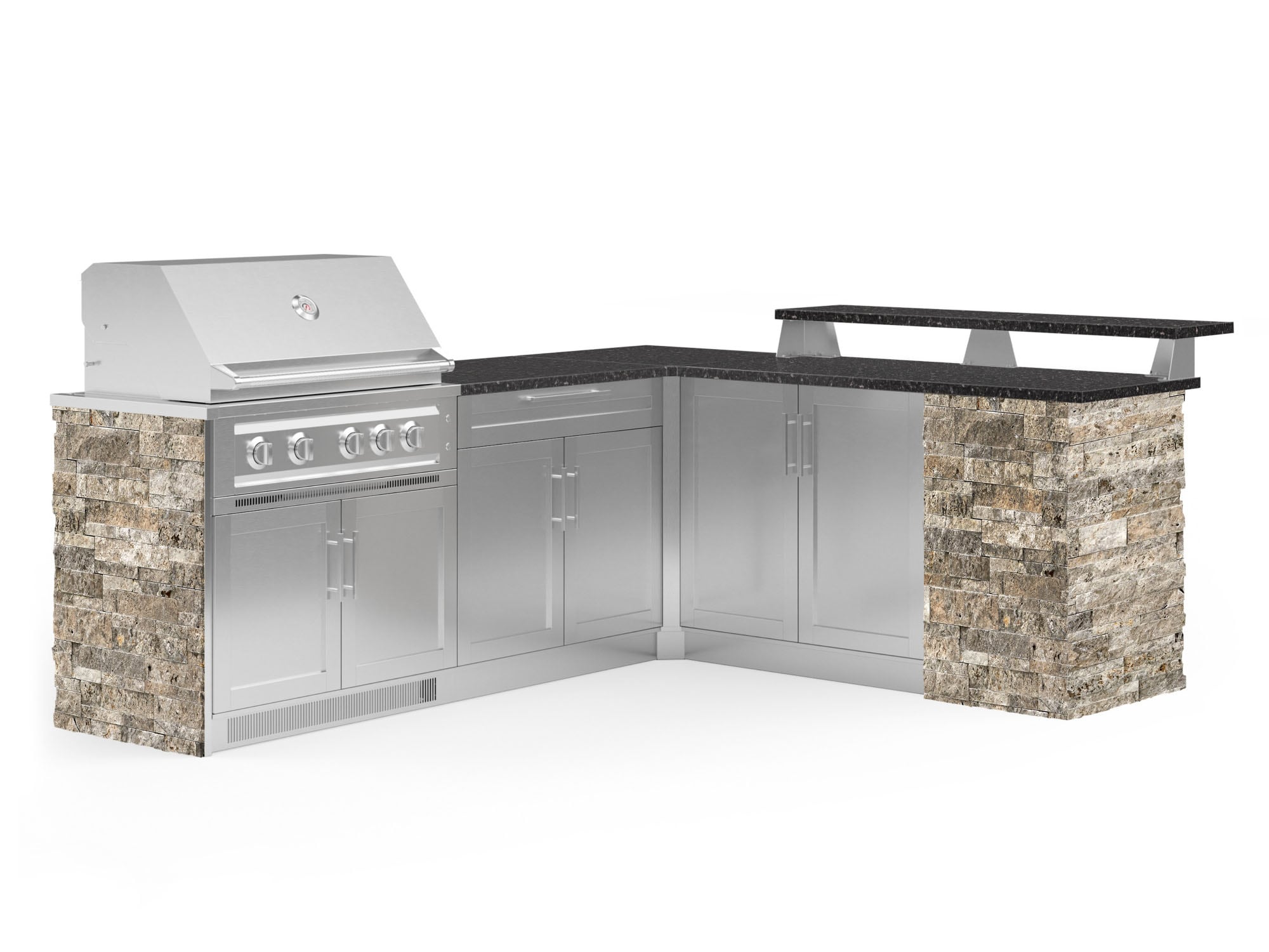 NewAge Products 69404 Signature Series Cabinets Platinum Grill 8 -Piece 99.94-in W x 33.5-in D x 51-in H Modular Outdoor Kitchen Set 5 Burners