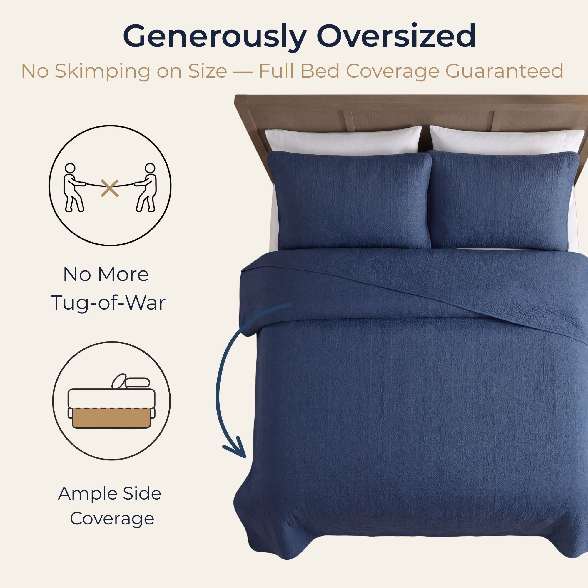 HLC LRNZ-KG-NAVY Comforters-And-Bedspreads - View #4