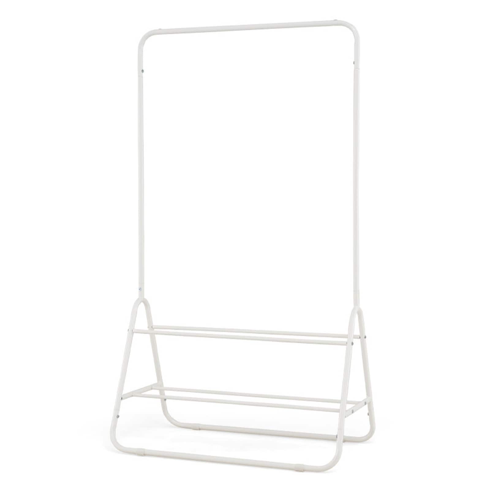 SUGIFT Heavy-Duty Metal Clothes Rack with Hanging Rod and 2 Storage Shelves #LW047SUGHY958