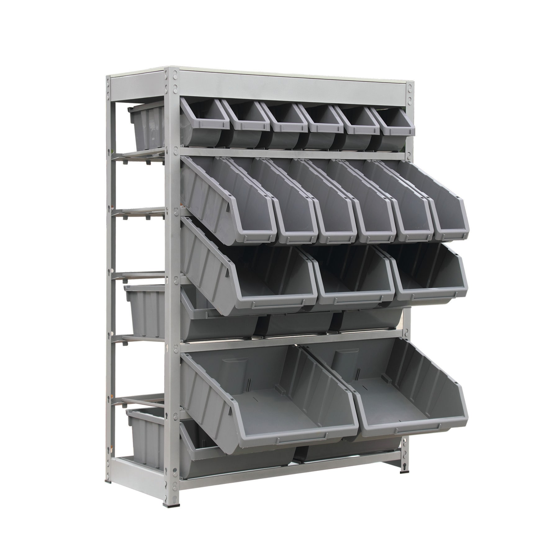 KING'S RACK Storage Bin Rack System Steel Heavy Duty 6-Tier Utility Shelving  Unit (66-in W x 15-in D x 50-in H), Gray in the Freestanding Shelving Units  department at