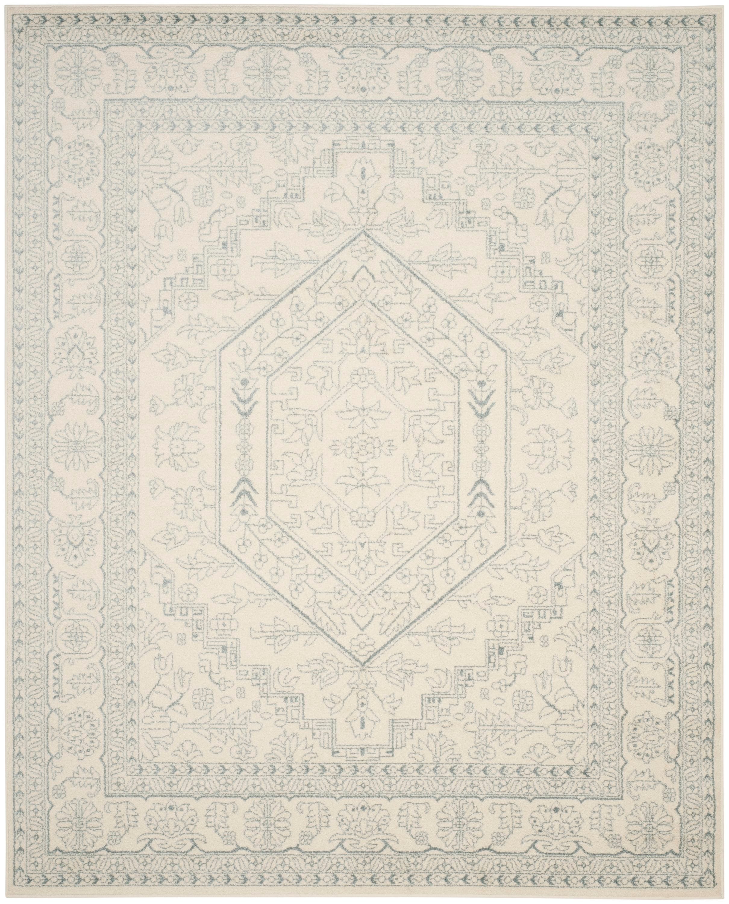 Safavieh ADR108S-8 Adirondack Herati 8 x 10 (ft) Loomed Polypropylene Ivory/Slate Rectangular Indoor Distressed/Overdyed Lodge Area rug