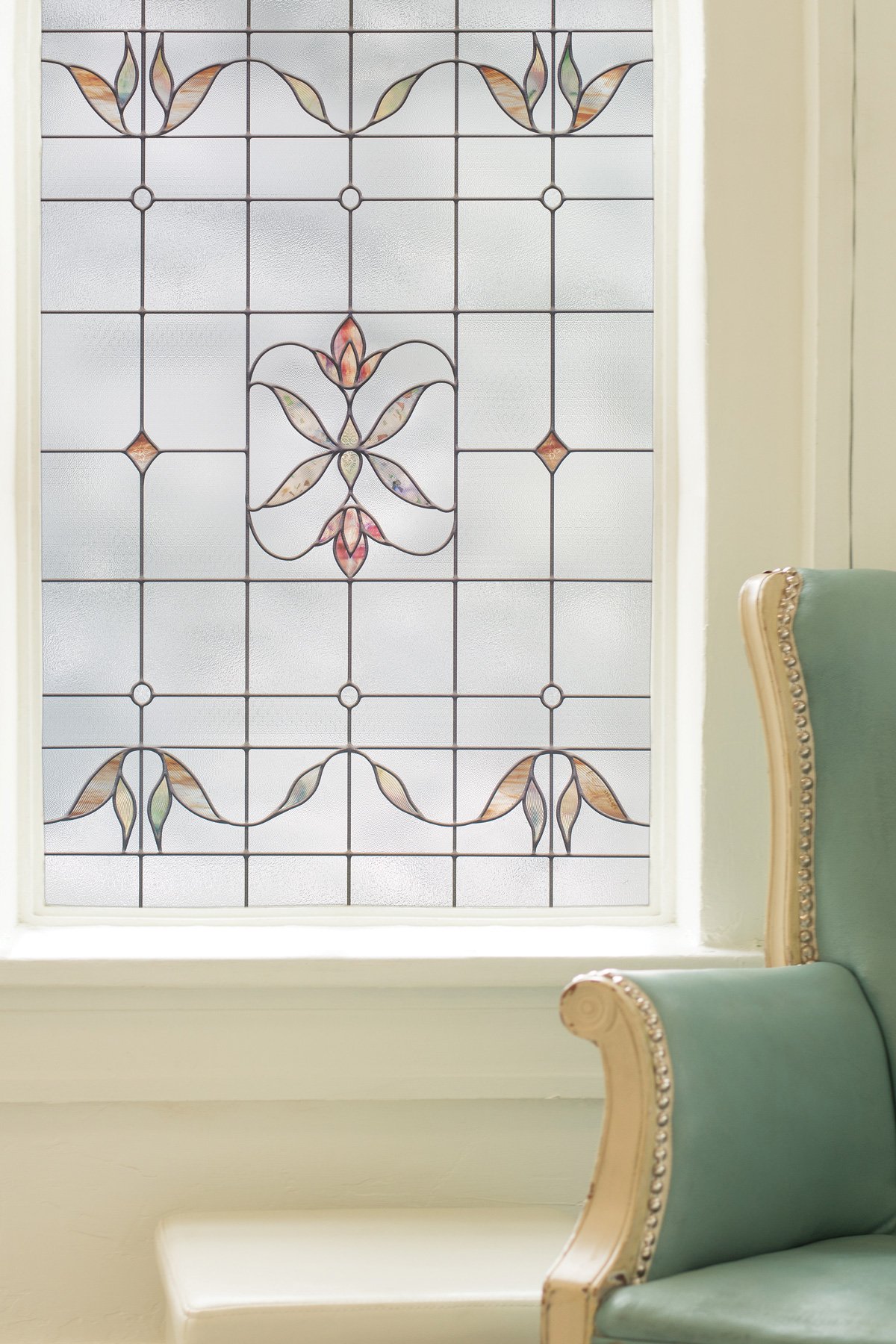 Decorative Window Film Magnolia Glass Door Cabinet Privacy UV Blocking 24" x 36" 