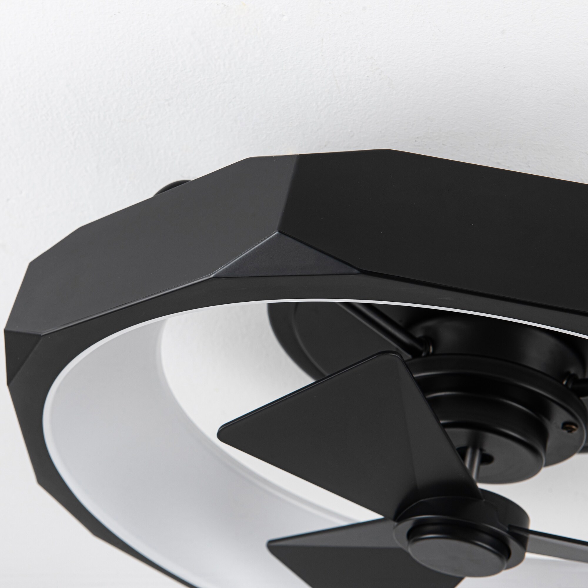 Modern Matte Black Low Profile 19" Ceiling Fan with LED Light and Remote