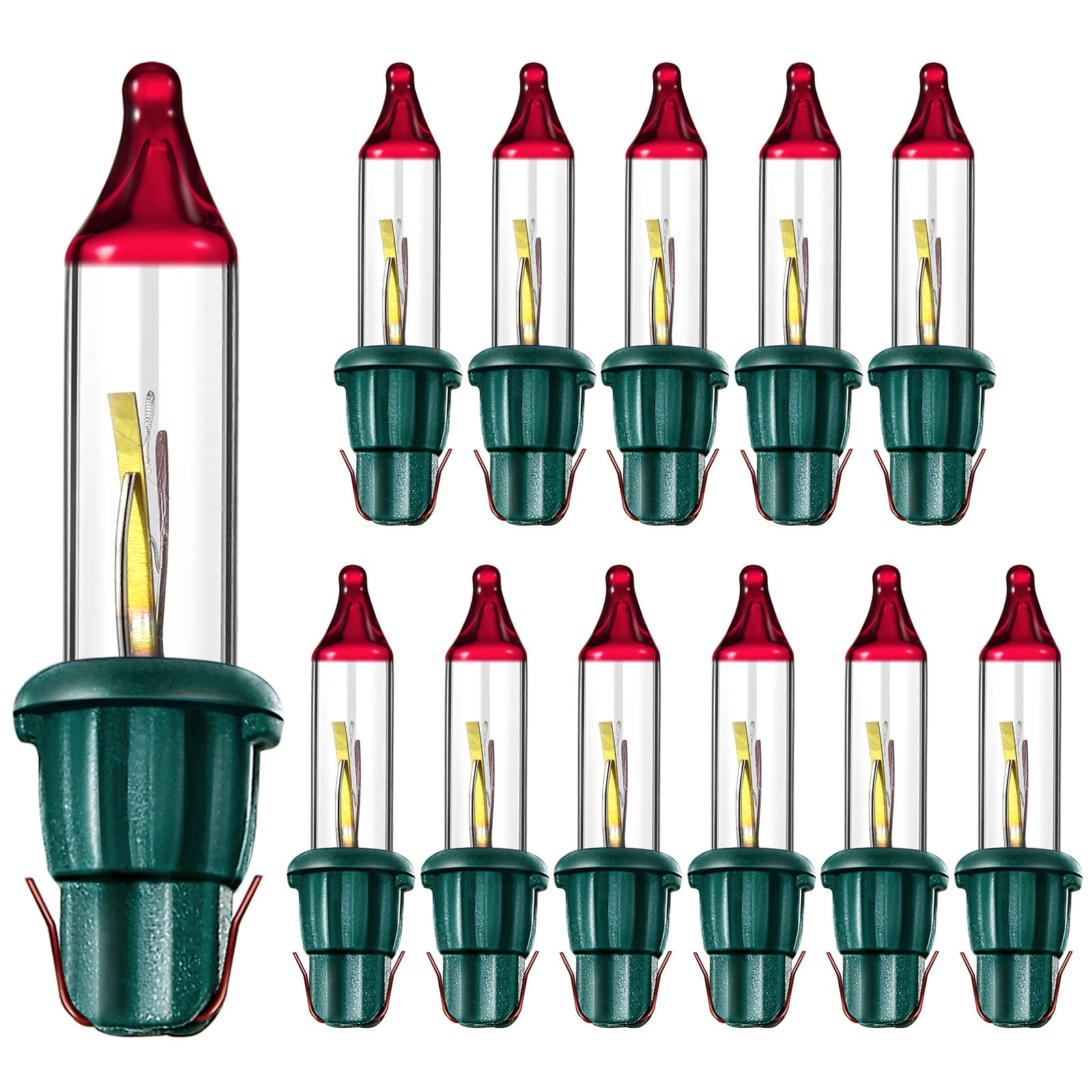 Lukvuzo  Christmas Mini Light Bulbs Clear Green Base 3 Point 5 Volt Indoor Outdoor String Light Replacement for Tree Wreath Bush 16 Pack