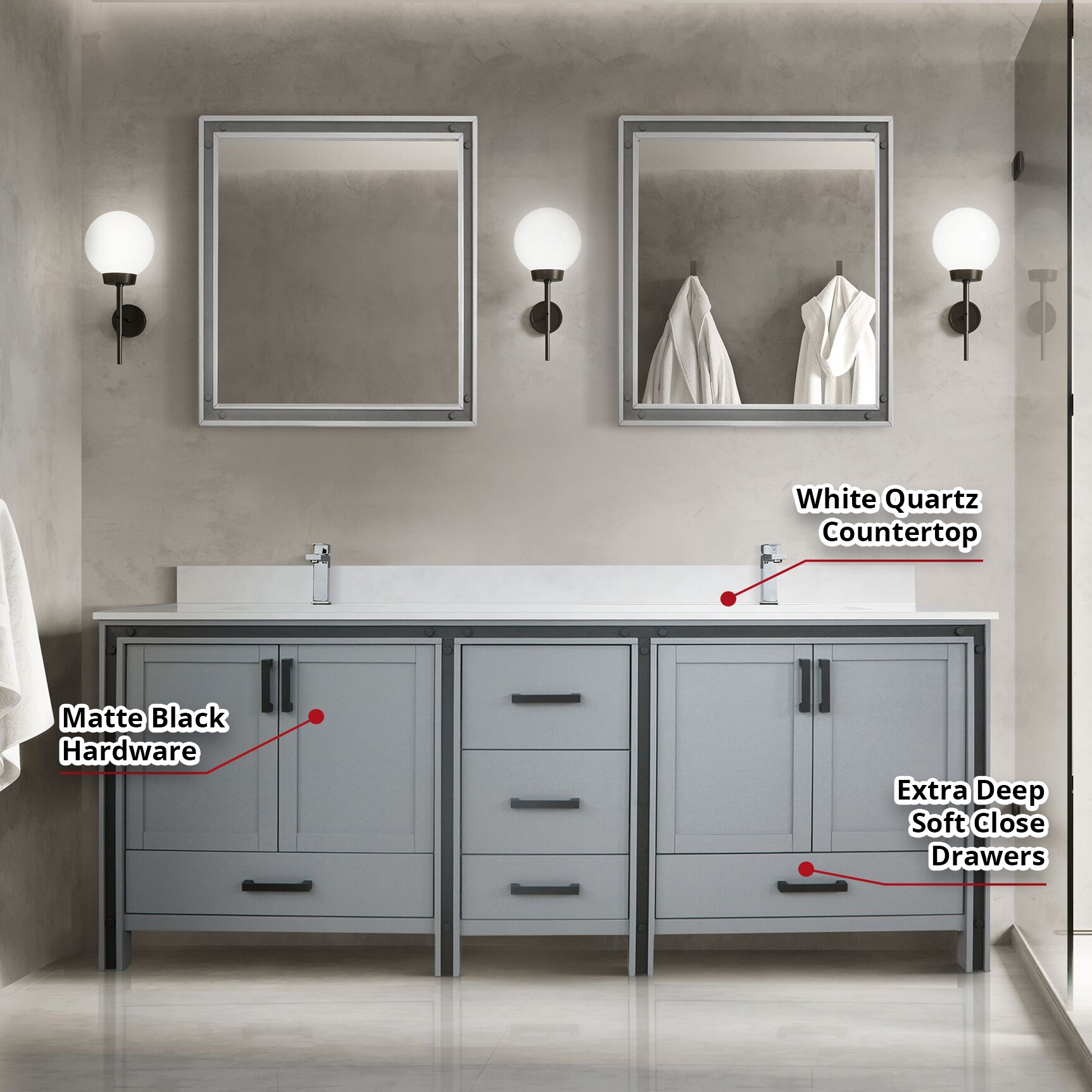 Lexora LVZV80DB210 Bath-Vanity-Combo - View #8