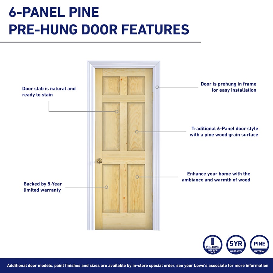 RELIABILT 6 Panel Fir 32-in x 80-in Natural 6-panel Solid Core Unfinished  Fir Wood Slab Door in the Slab Doors department at