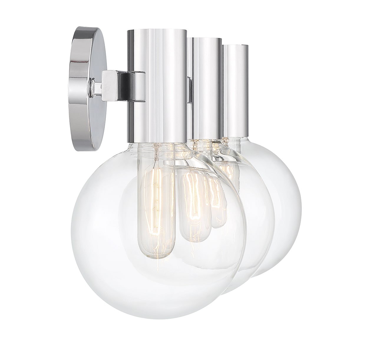 Wright 3-Light Chrome Vanity Light with Clear Glass Shades