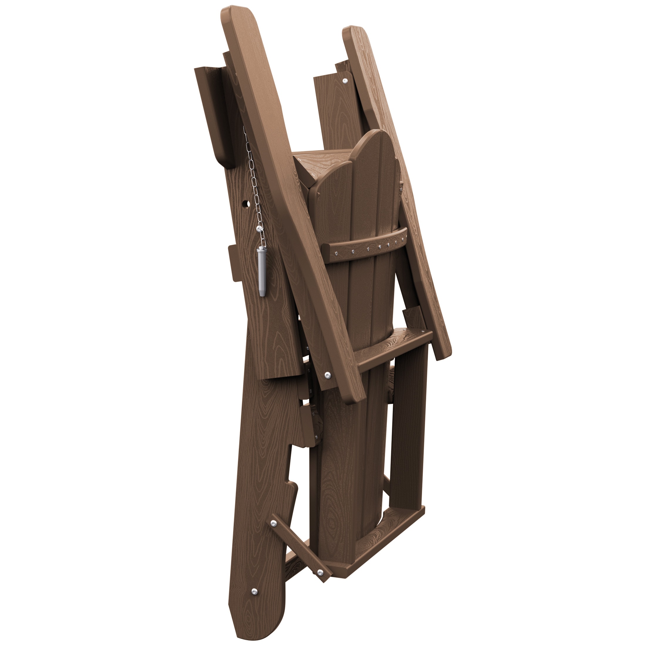 JEAREY YDQWY-ZD-BN Folding Patio Adirondack Chair Stackable Brown HDPE Frame Stationary Adirondack Chair with Brown Slat Seat
