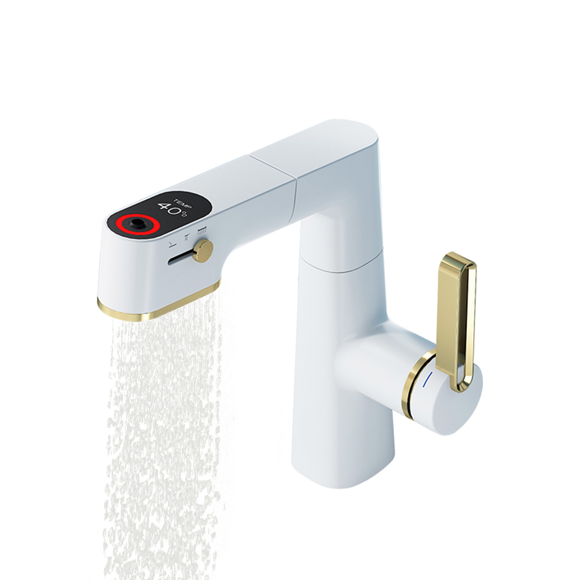 Mondawe MD-S863MB White Single hole 1-handle WaterSense Low-arc Commercial/Residential Handle Bathroom Sink Faucet