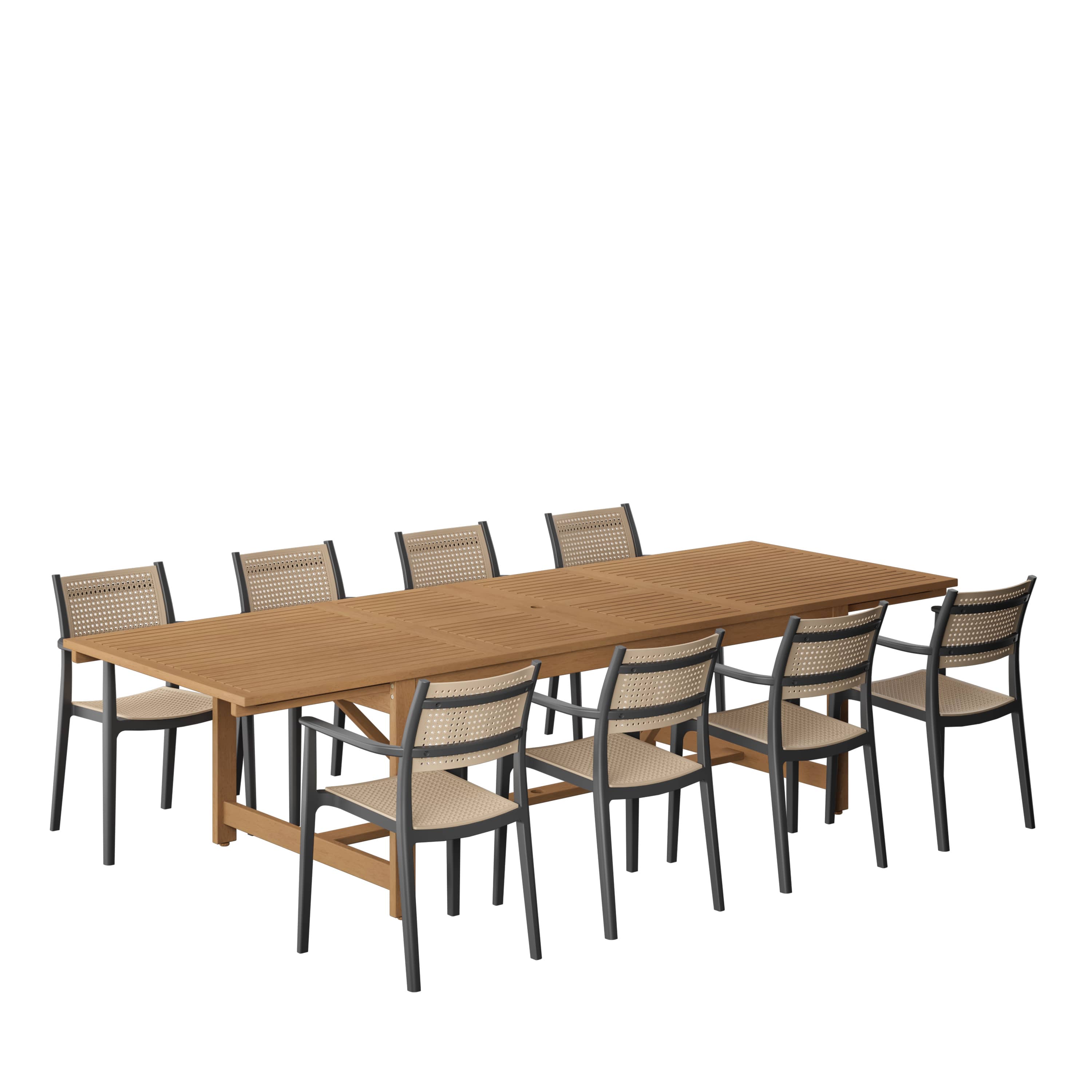 Amazonia Urban Elements Amami Patio Dining Set for 8 – Perfect for Family and Friends - Modern and Stylish Dining Table with Chairs #LEYLOT-8-ARU BK