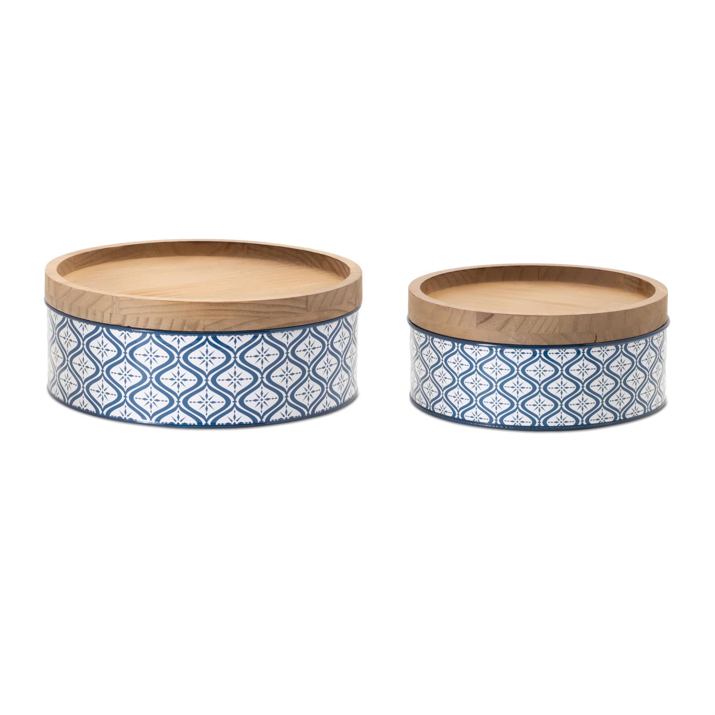 Melrose International 94471DS Canister (Set of 2) 9D x 4H 11D x 4.25H Iron/Wood