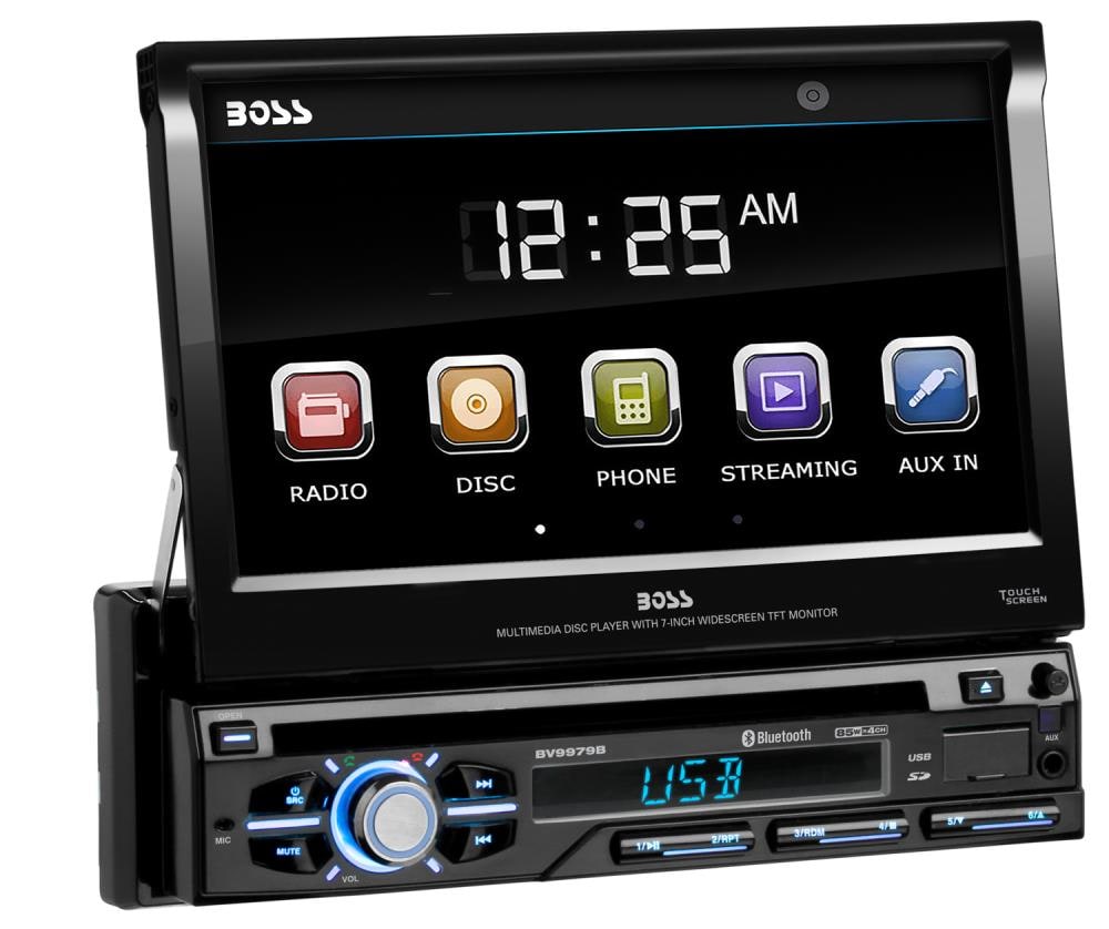 Boss Audio Systems BLUETOOTH® | In-Dash Single-DIN DVD/CD/MP3/AM/FM  Receiver, Featuring Motorized 7