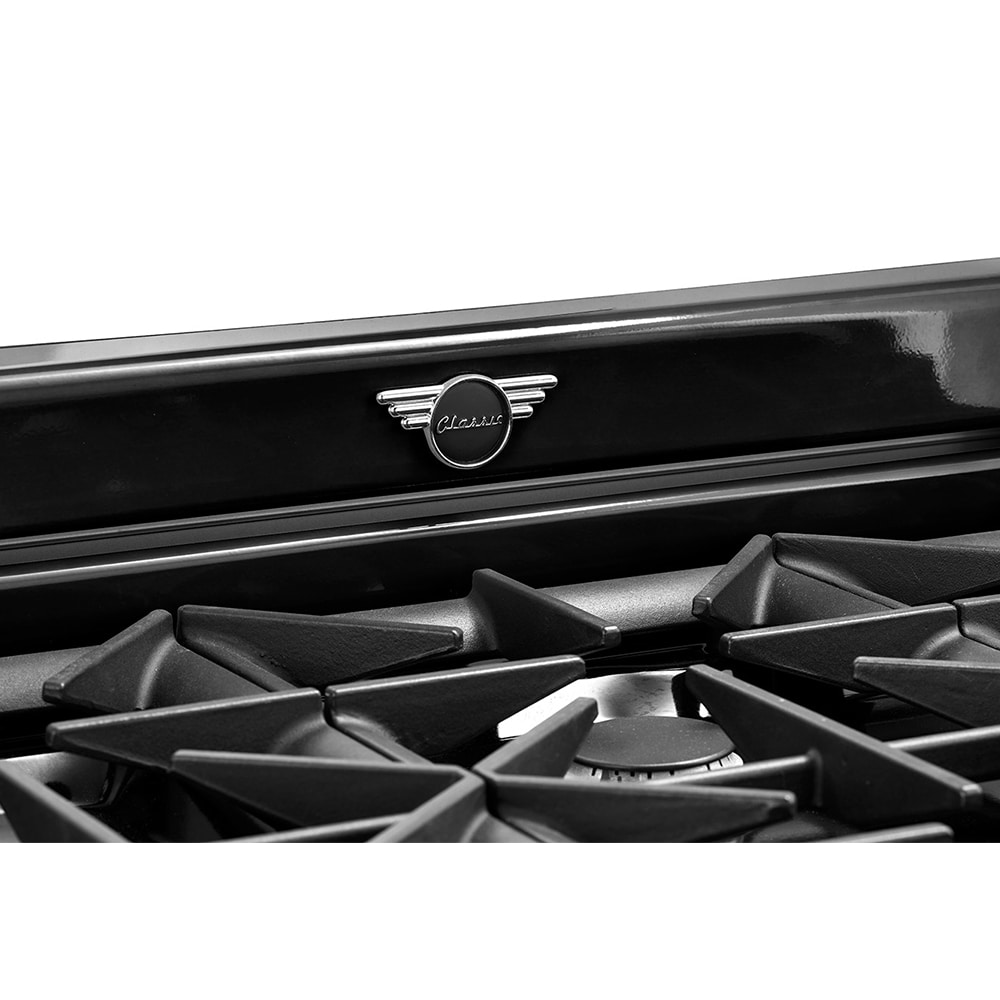 Midnight Black 36" Retro Convection Gas Range with Chrome Accents