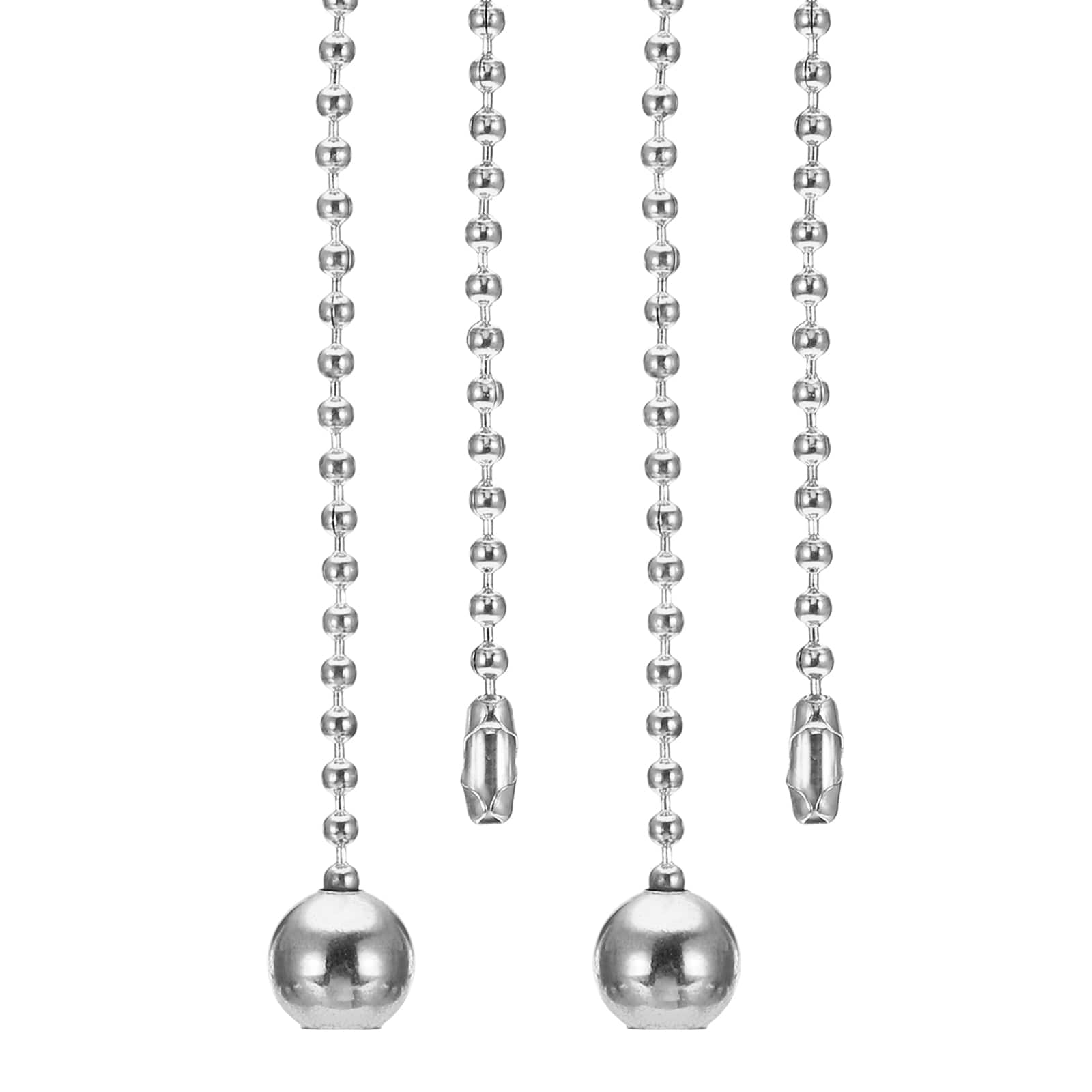 PATIKIL 1M 3.3ft Ceiling Fan Pull Chain 2pcs Beaded Pulls Cord Extender Ball Pendant for Fan Light Chandelier Table Lamp Pulling Switch  Silver Tone