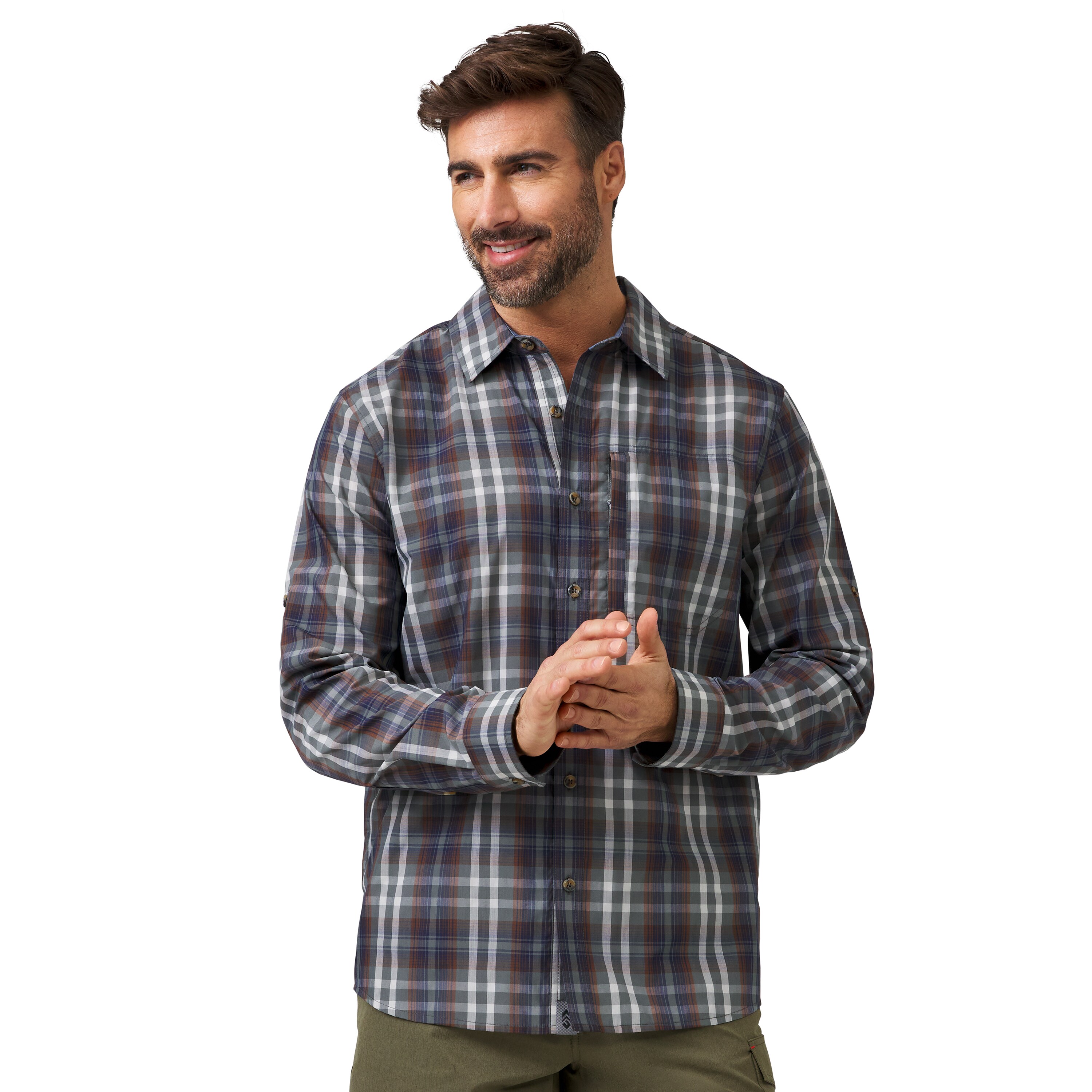 Free Country 446-MAS4308OAKXXL Men's Brown Knit Long sleeve Button-down shirt ( 2XL )