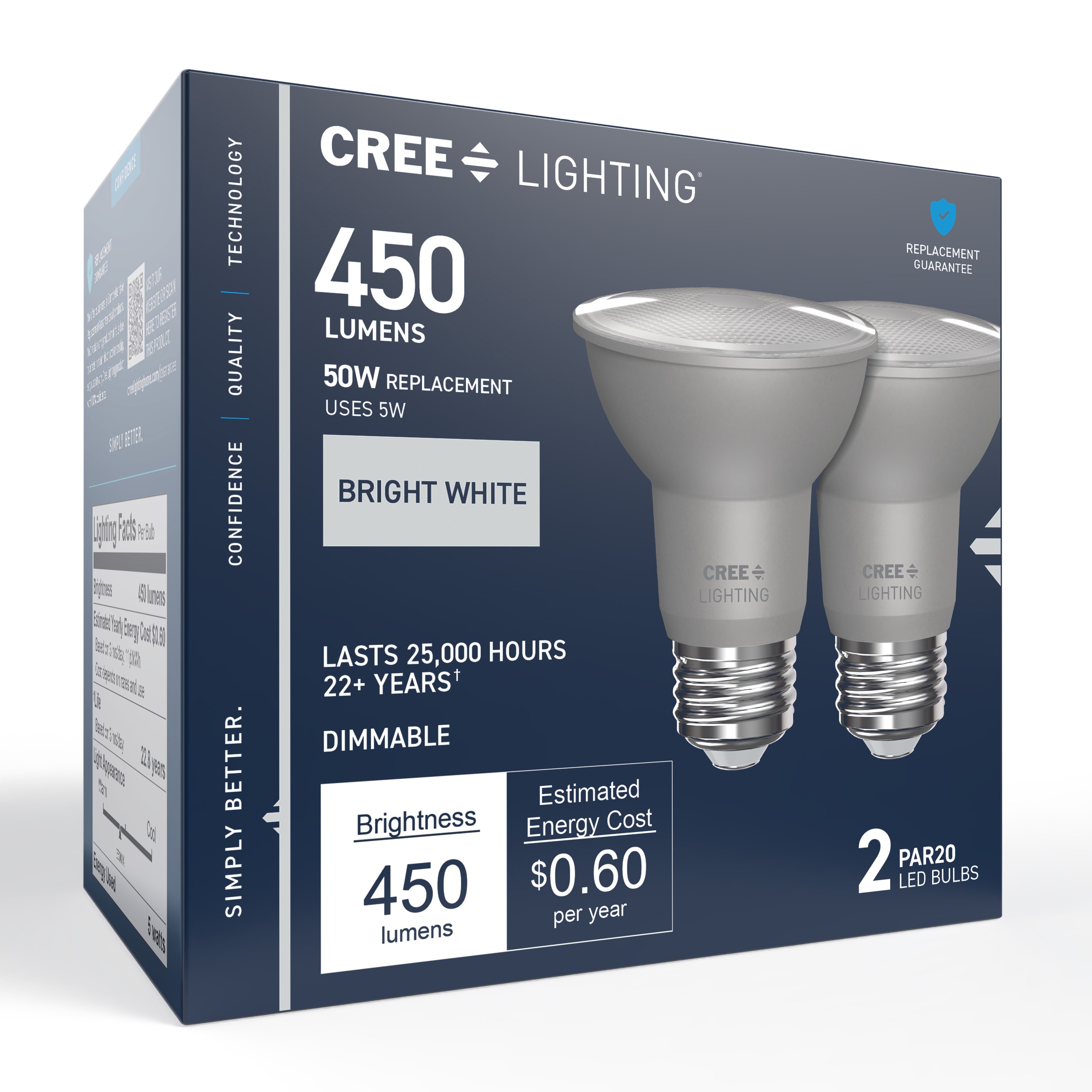Cree Lighting 50 -Watt EQ PAR20 Bright white Medium screw base E26 Dimmable LED General purpose Light Bulb 2 -Pack