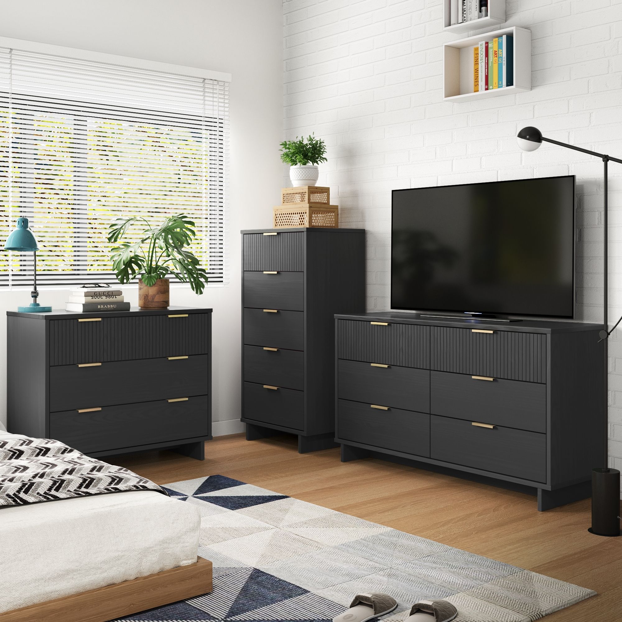 Manhattan Comfort GRAN035 Grey Full Bedroom Set